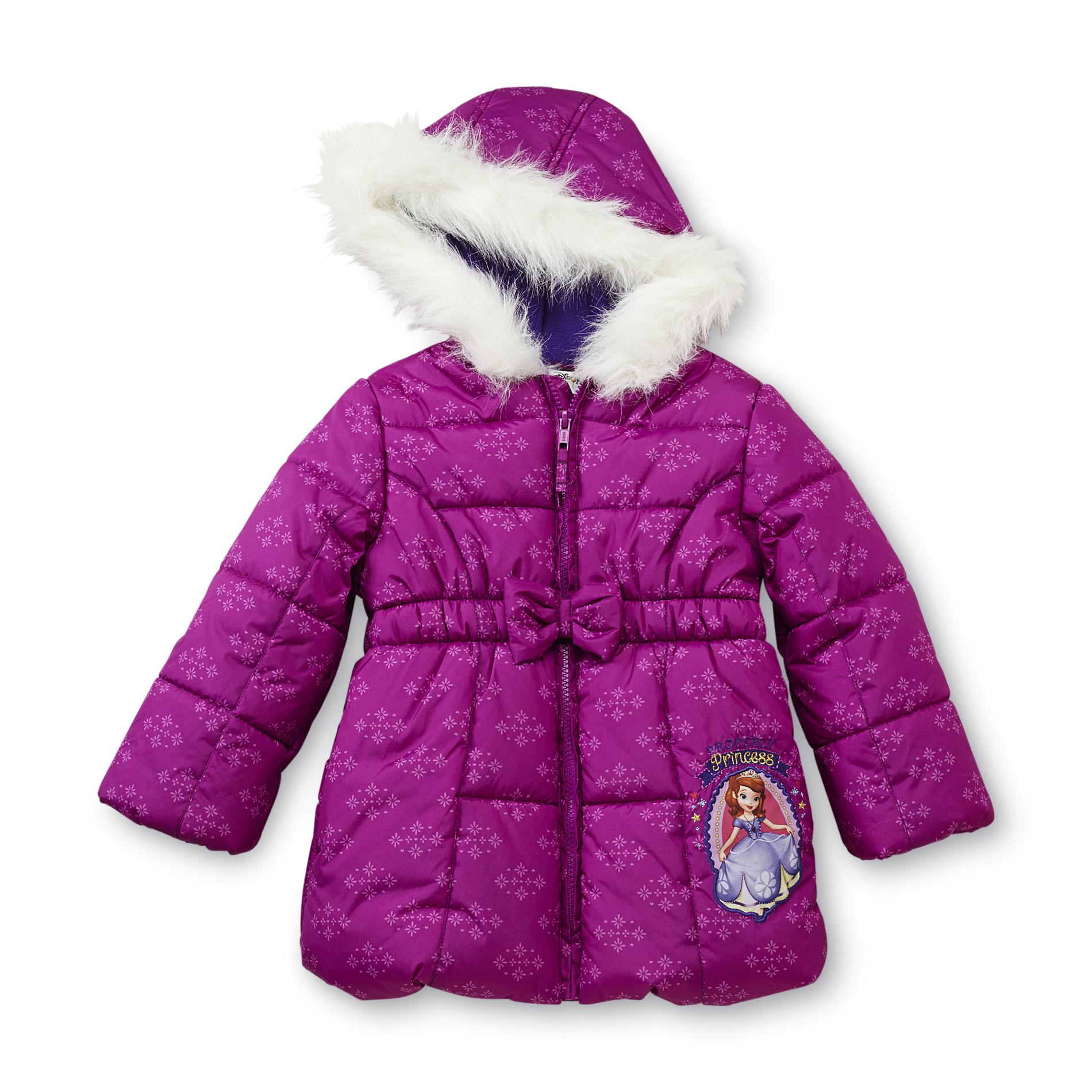Disney Sofia the First Toddler Girl's Hooded Puffer Jacket
