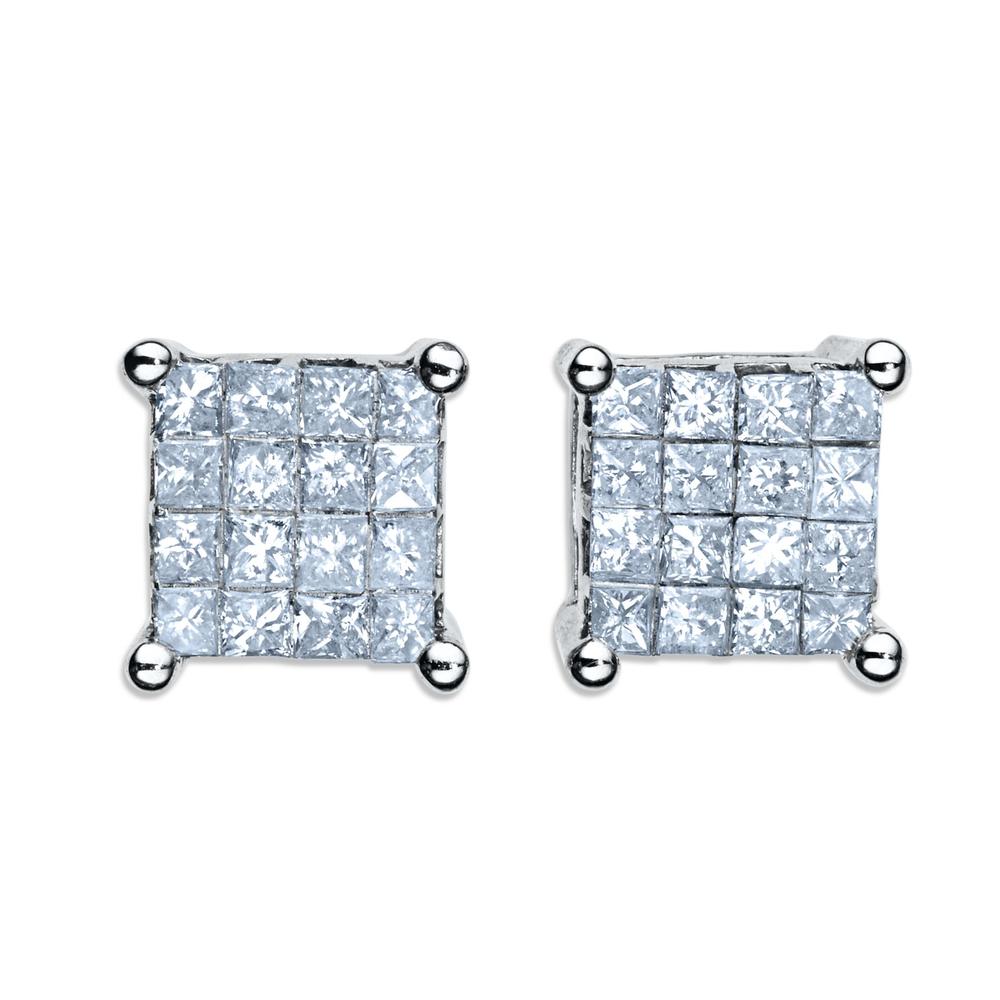 Women's 1/2 Cttw. Diamond Cluster White Gold Stud Earrings