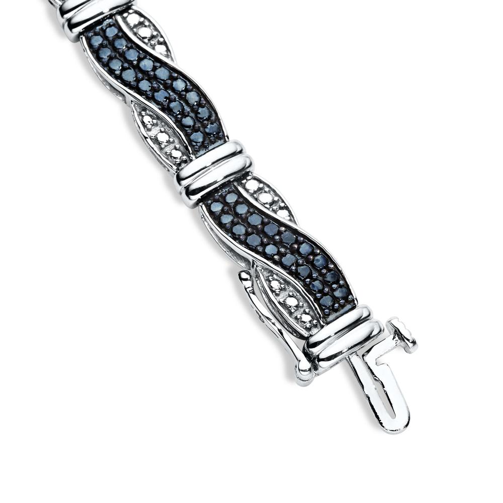 Women's 1/10 Cttw. Blue & White Diamond Silver Over Brass Bracelet
