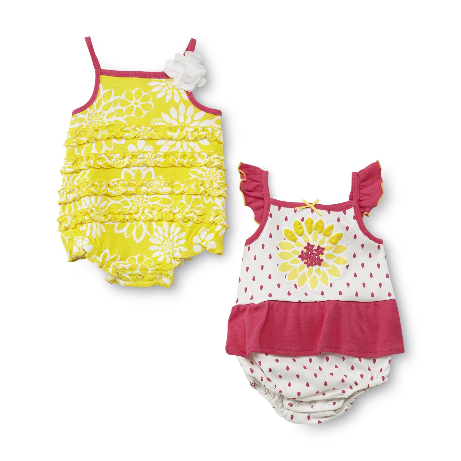 WATCH ME GROW Newborn Girl's 2-Pack Sleeveless Rompers - Floral
