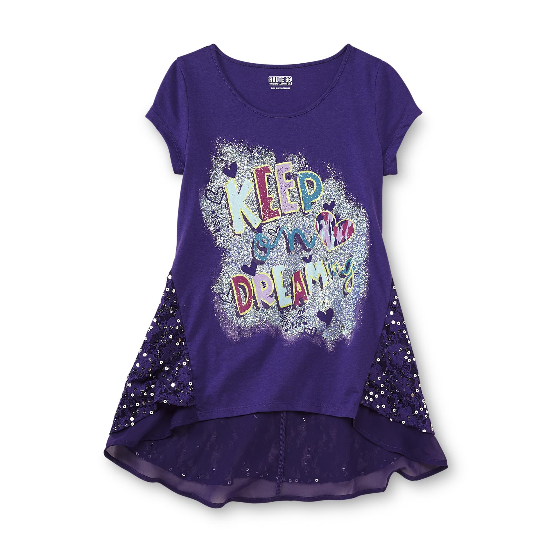 Route 66 Girl's Embellished Graphic T-Shirt - Keep On Dreaming