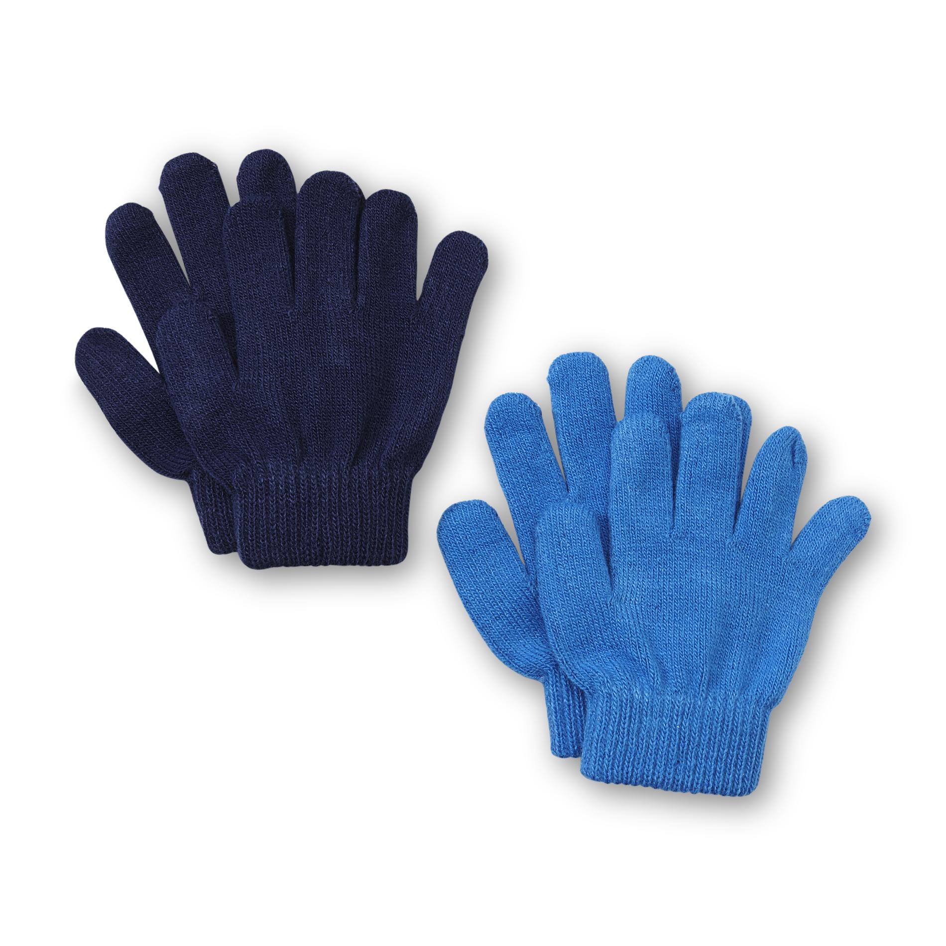 WonderKids Toddler Boy's 2-Pairs Stretch Knit Gloves