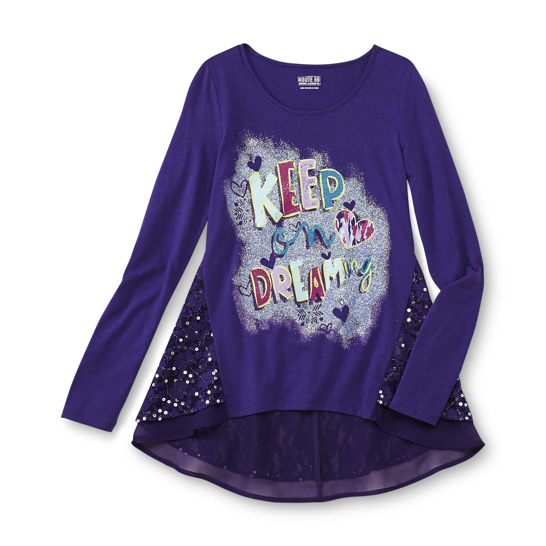 Route 66 Girl's Embellished Long-Sleeve Graphic Shirt - Keep On Dreaming