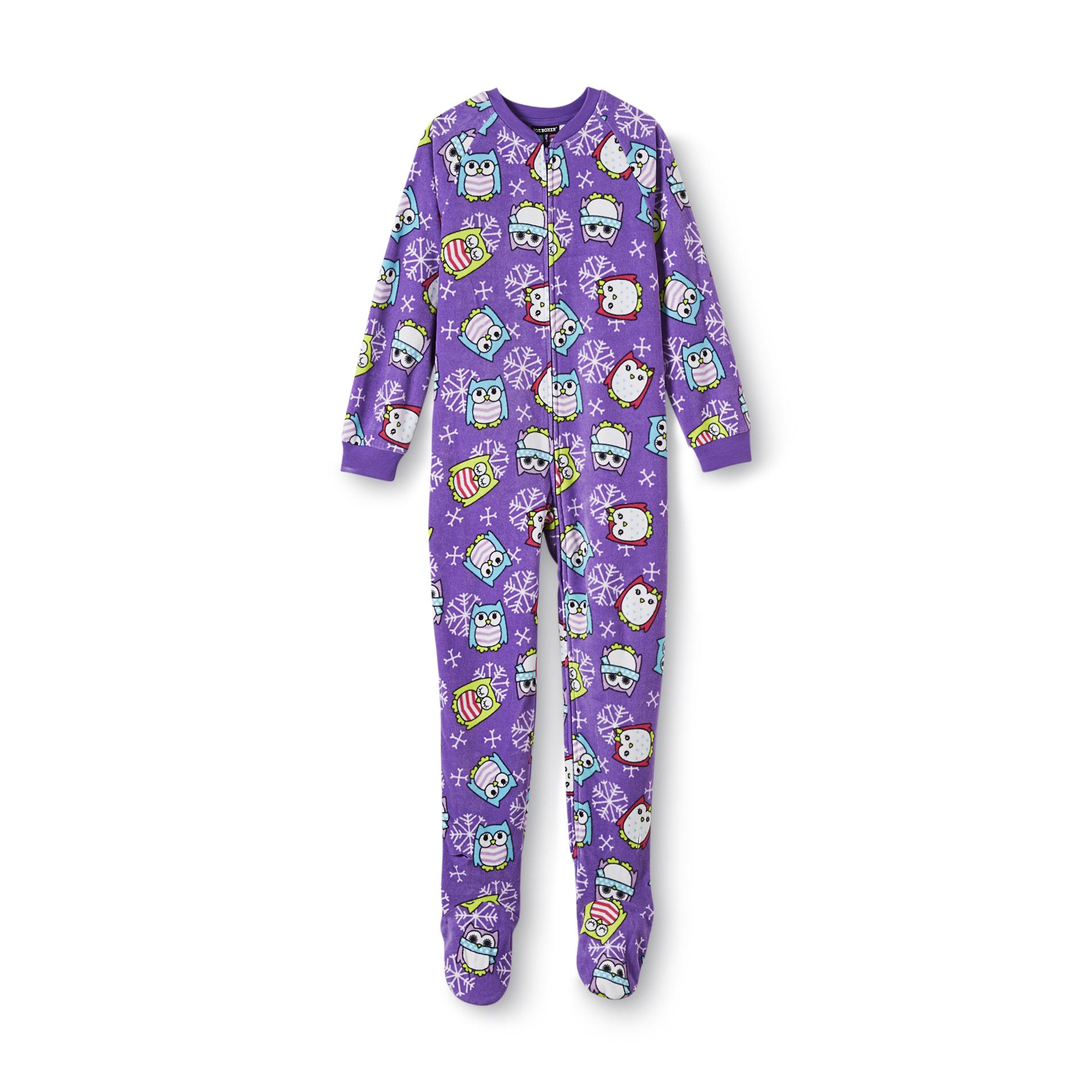 Joe Boxer Girl's Footed Fleece Pajamas - Owls