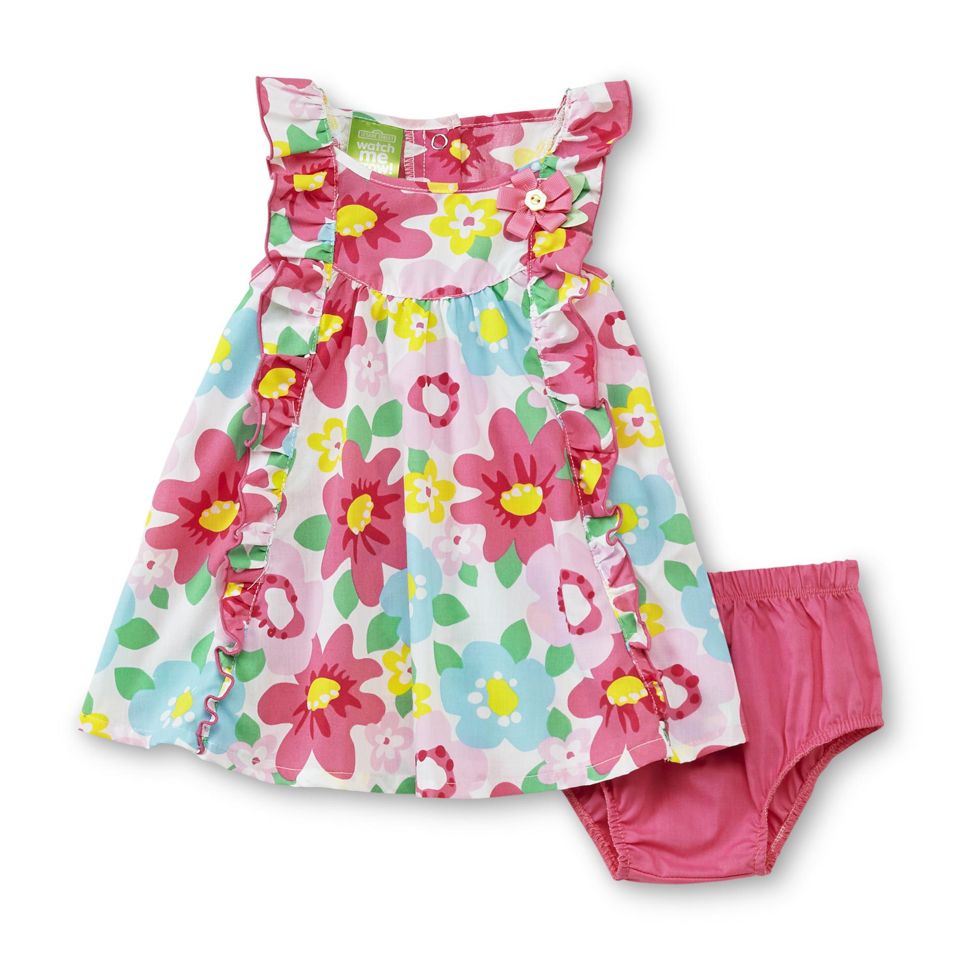 WATCH ME GROW Newborn Girl's Dress & Diaper Cover - Floral