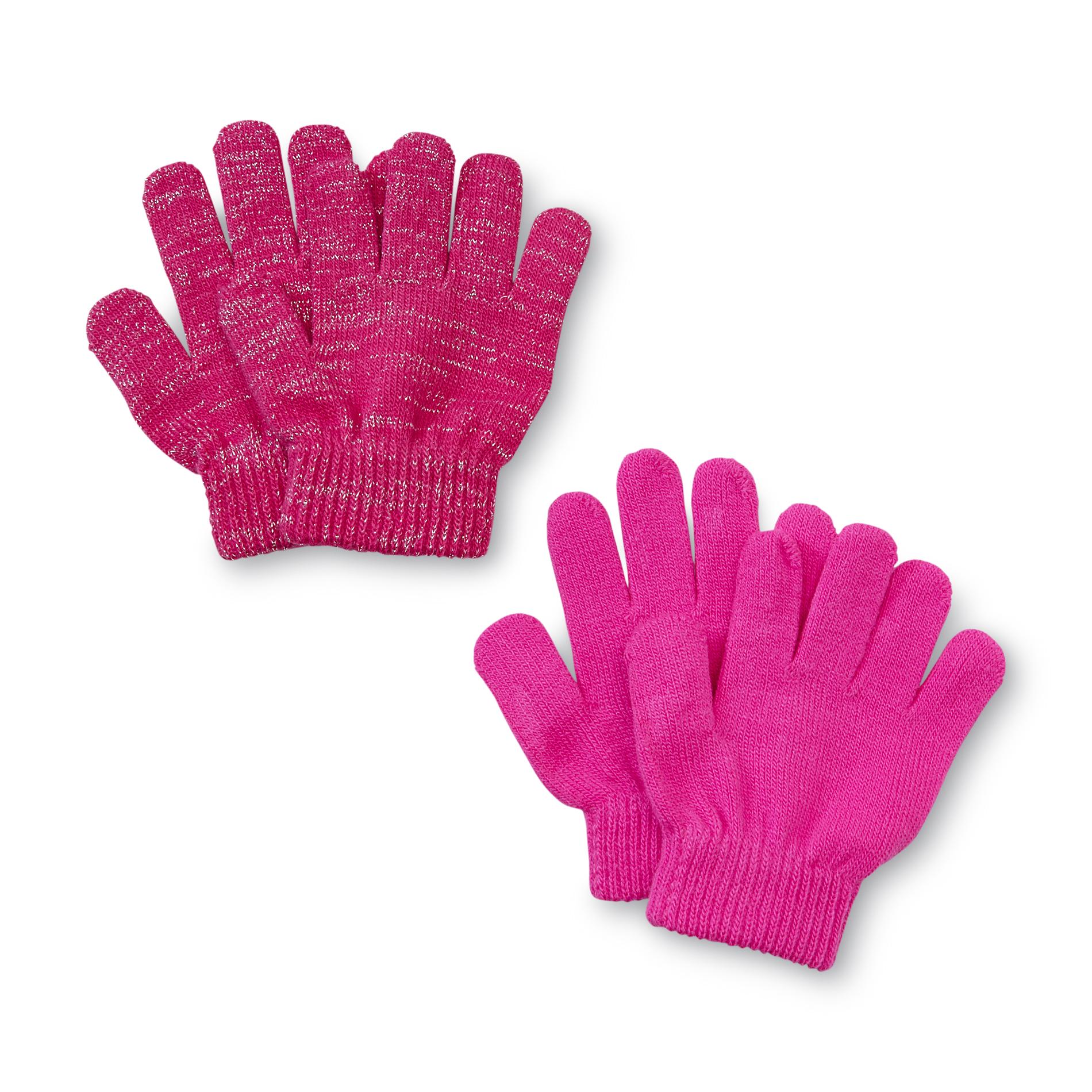 WonderKids Toddler Girl's 2-Pairs Stretch Knit Gloves