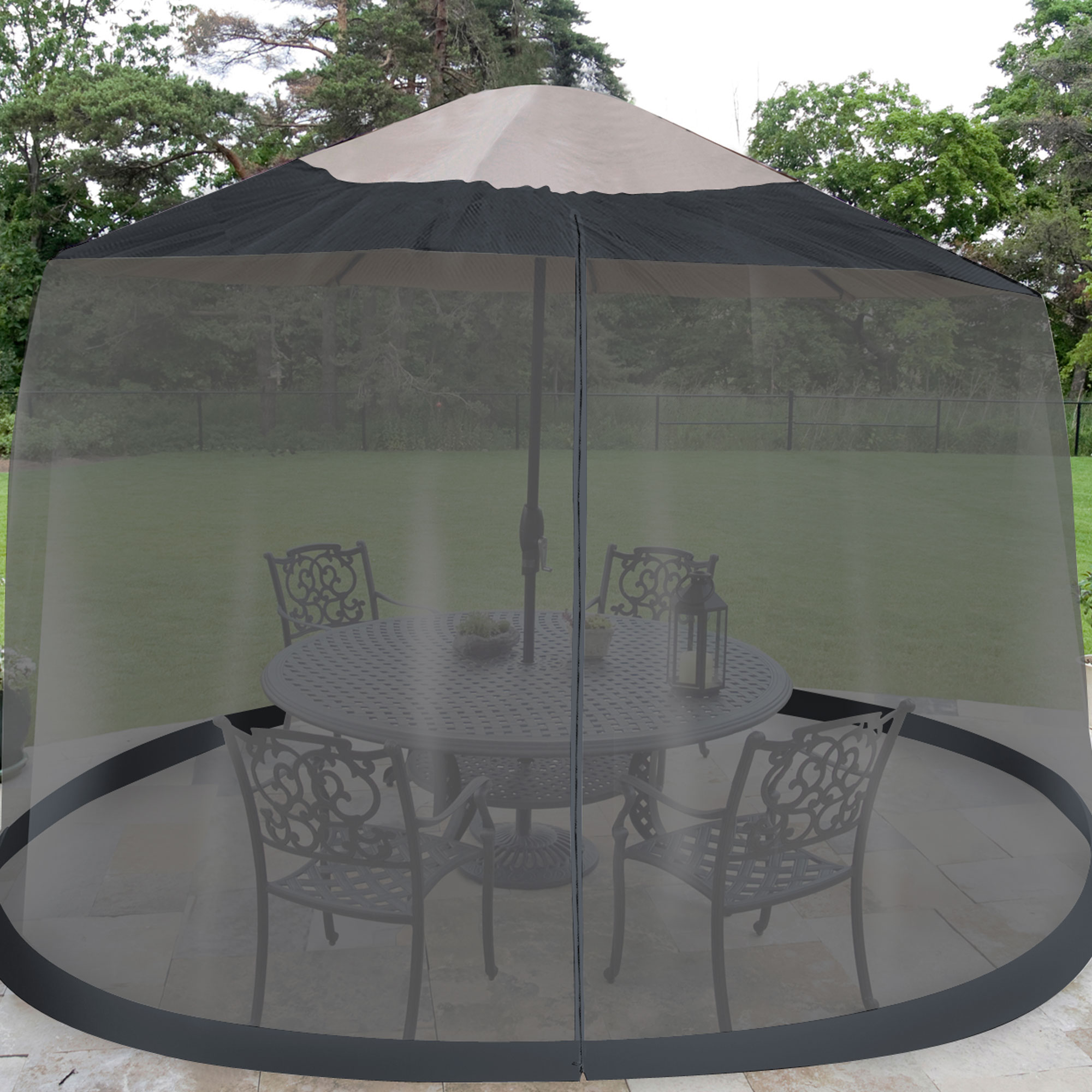 Pure Garden Outdoor Umbrella Screen - Black