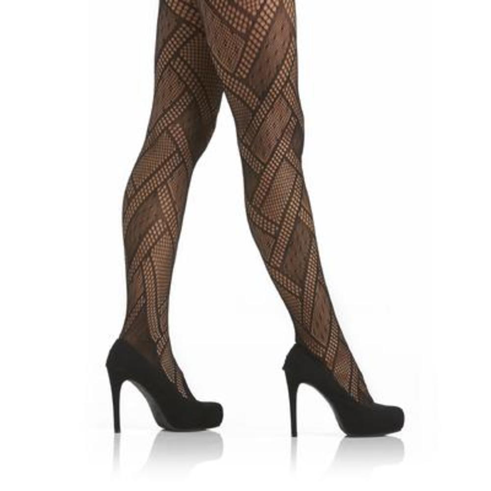 Love Your Style, Love Your Size Women's Plus Fishnet Tights - Plaid Pattern