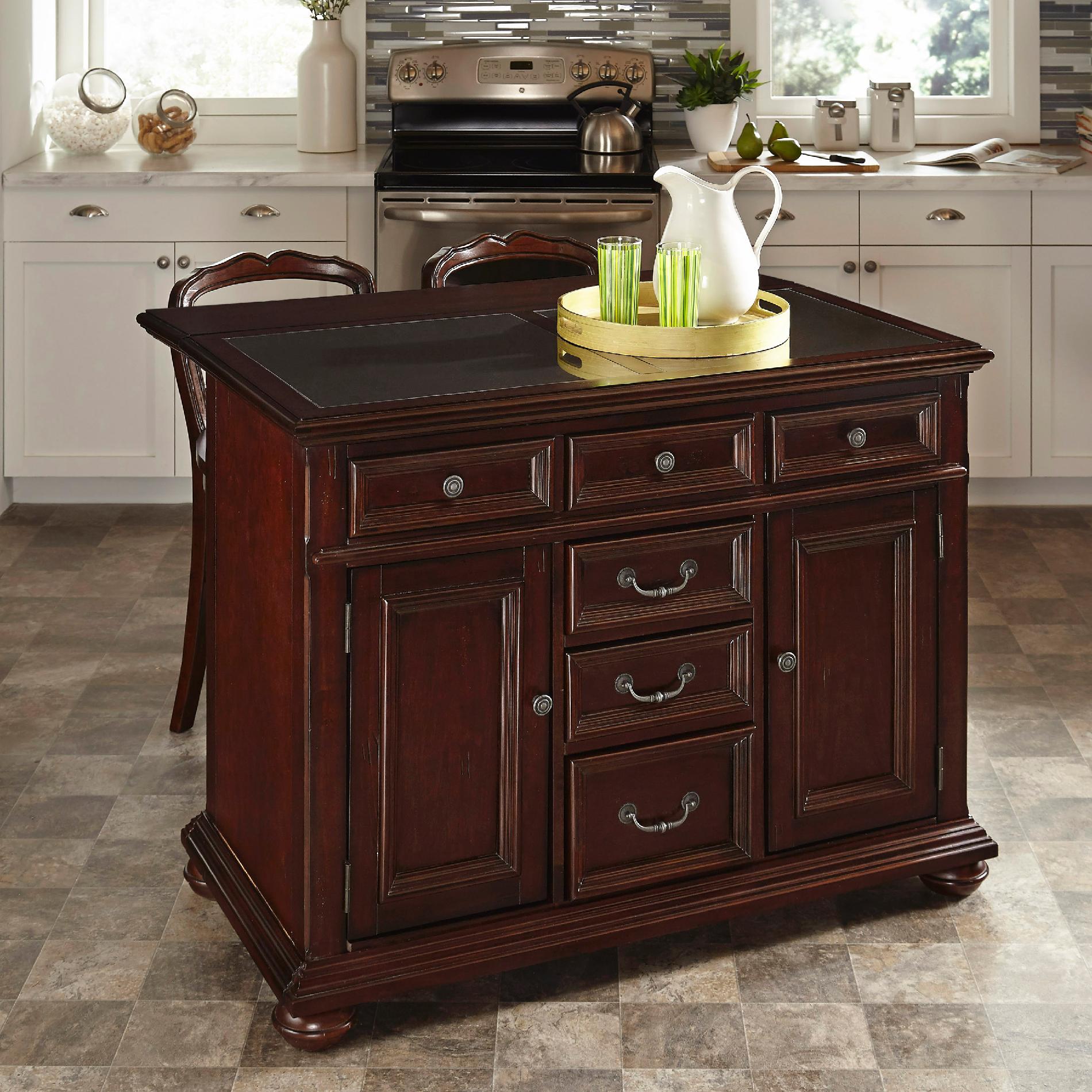 Home Styles Colonial Classic Kitchen Island W Granite Top And Two