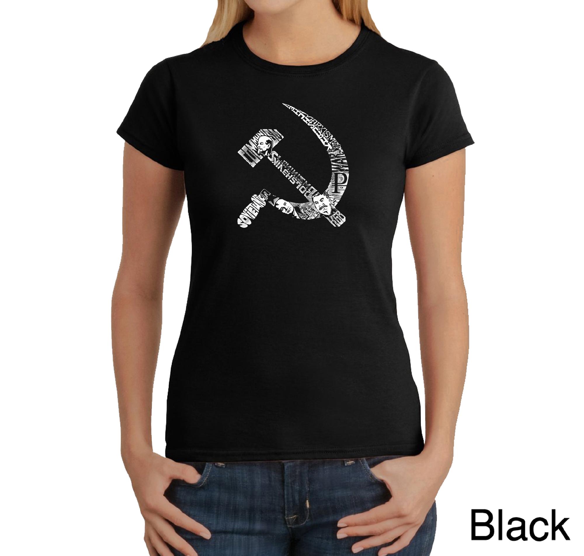 Los Angeles Pop Art Women's Word Art T-shirt - Soviet Hammer and Sickle