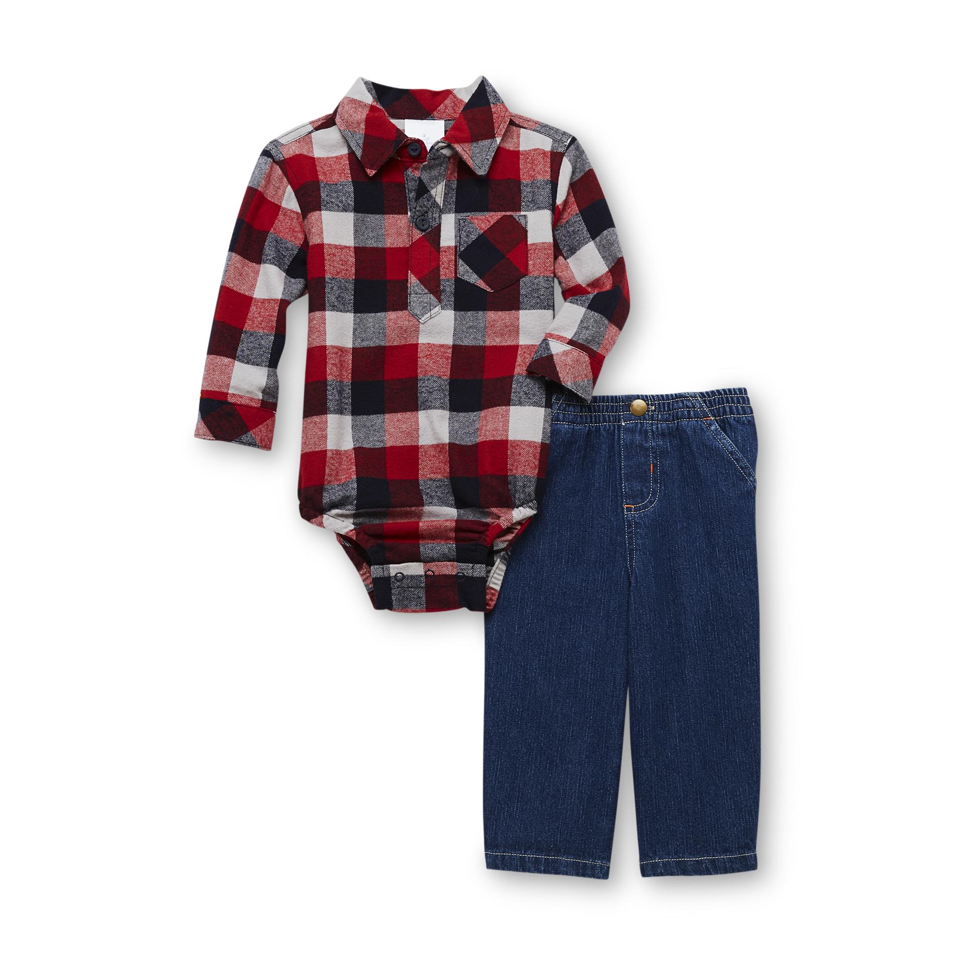 Small Wonders Newborn Boy's Flannel Bodysuit & Jeans - Plaid