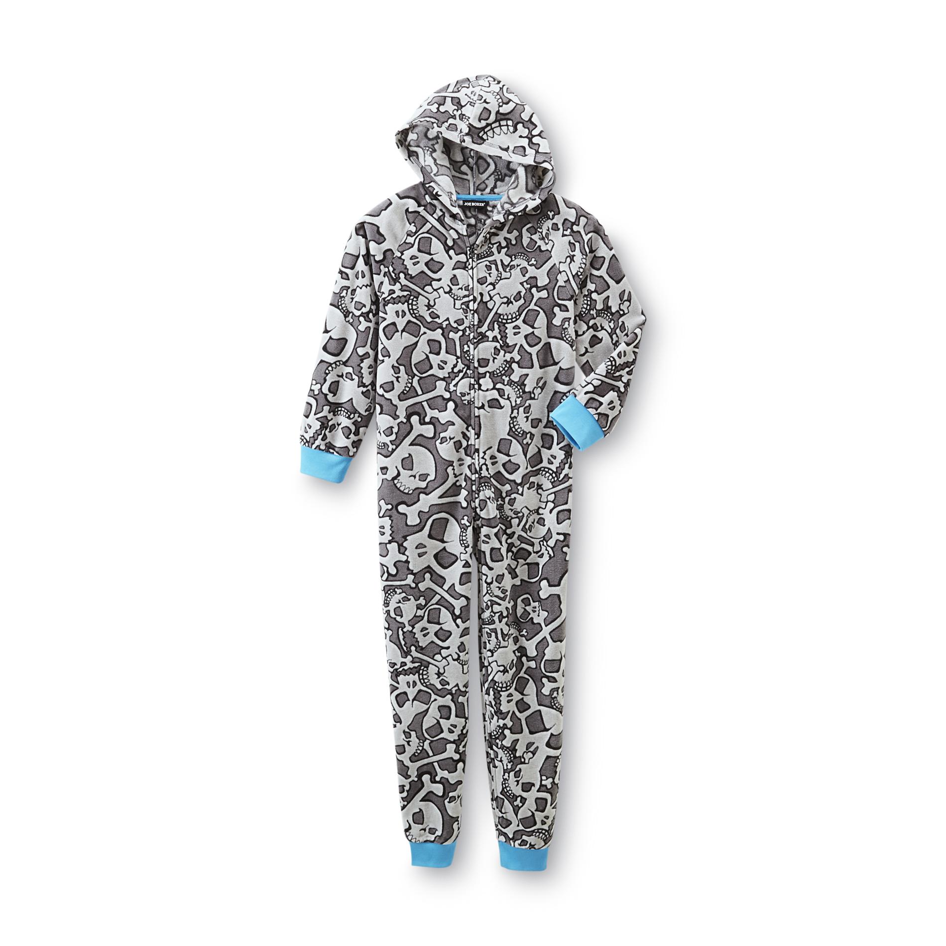 Joe Boxer Boy's Hooded Fleece Pajamas - Skulls