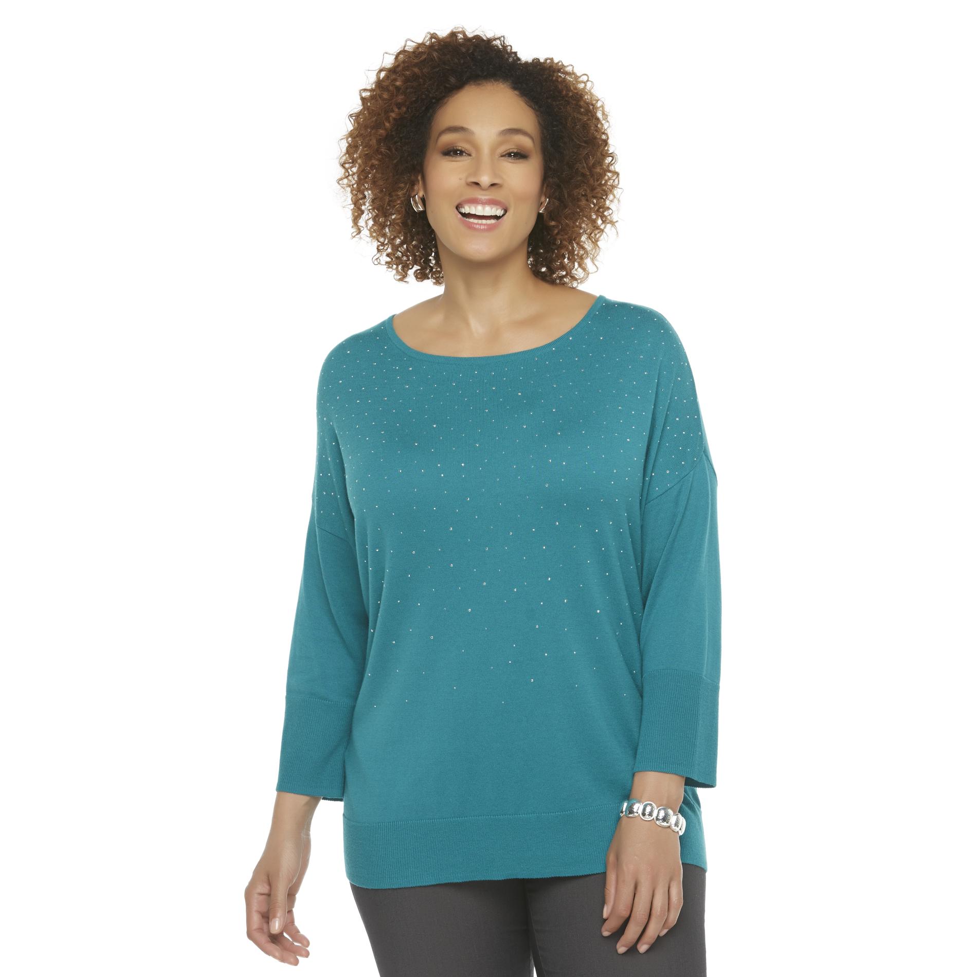 Jaclyn Smith Women's Plus Embellished Sweater