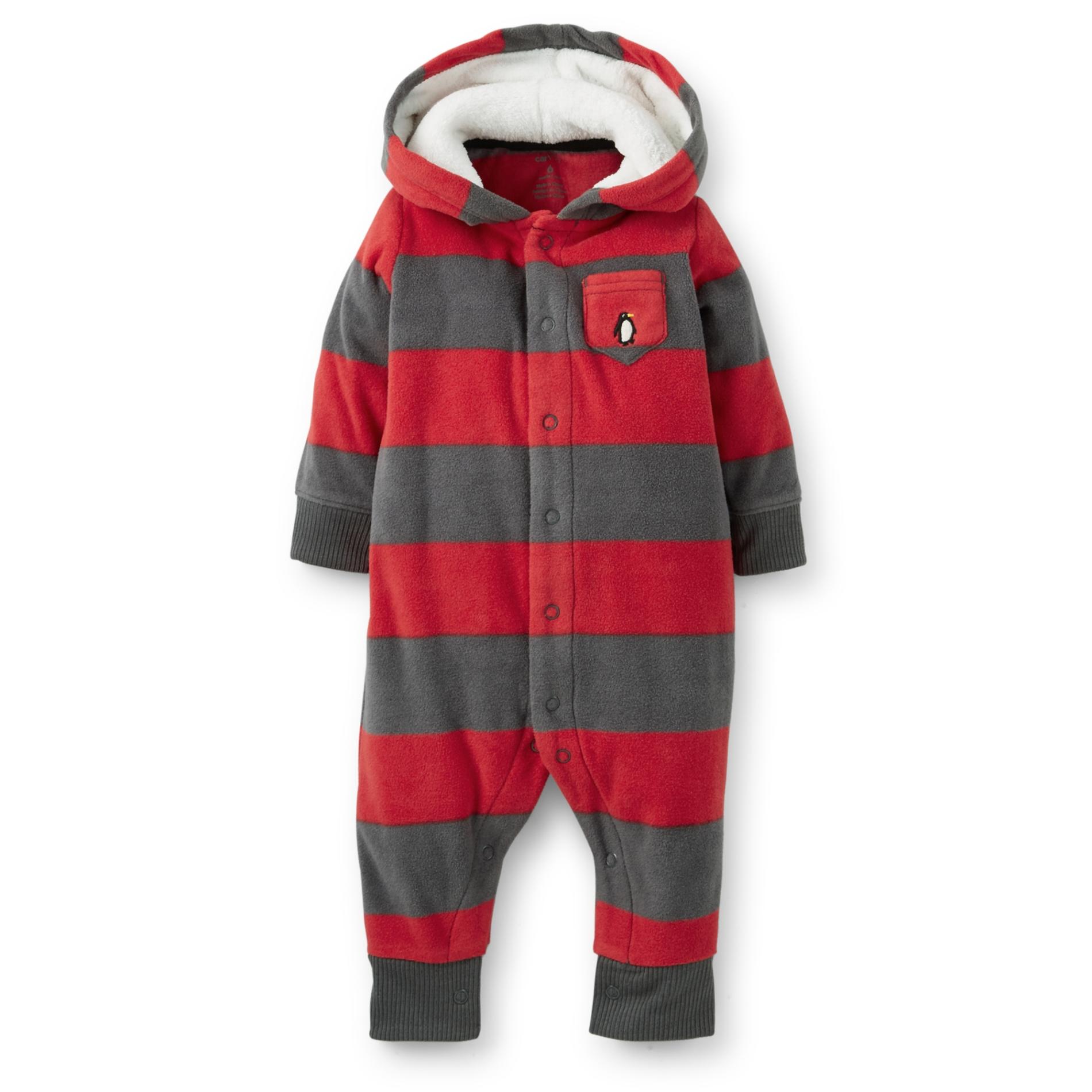 Carter's Newborn & Infant Boy's Hooded Fleece Bodysuit - Penguin & Striped