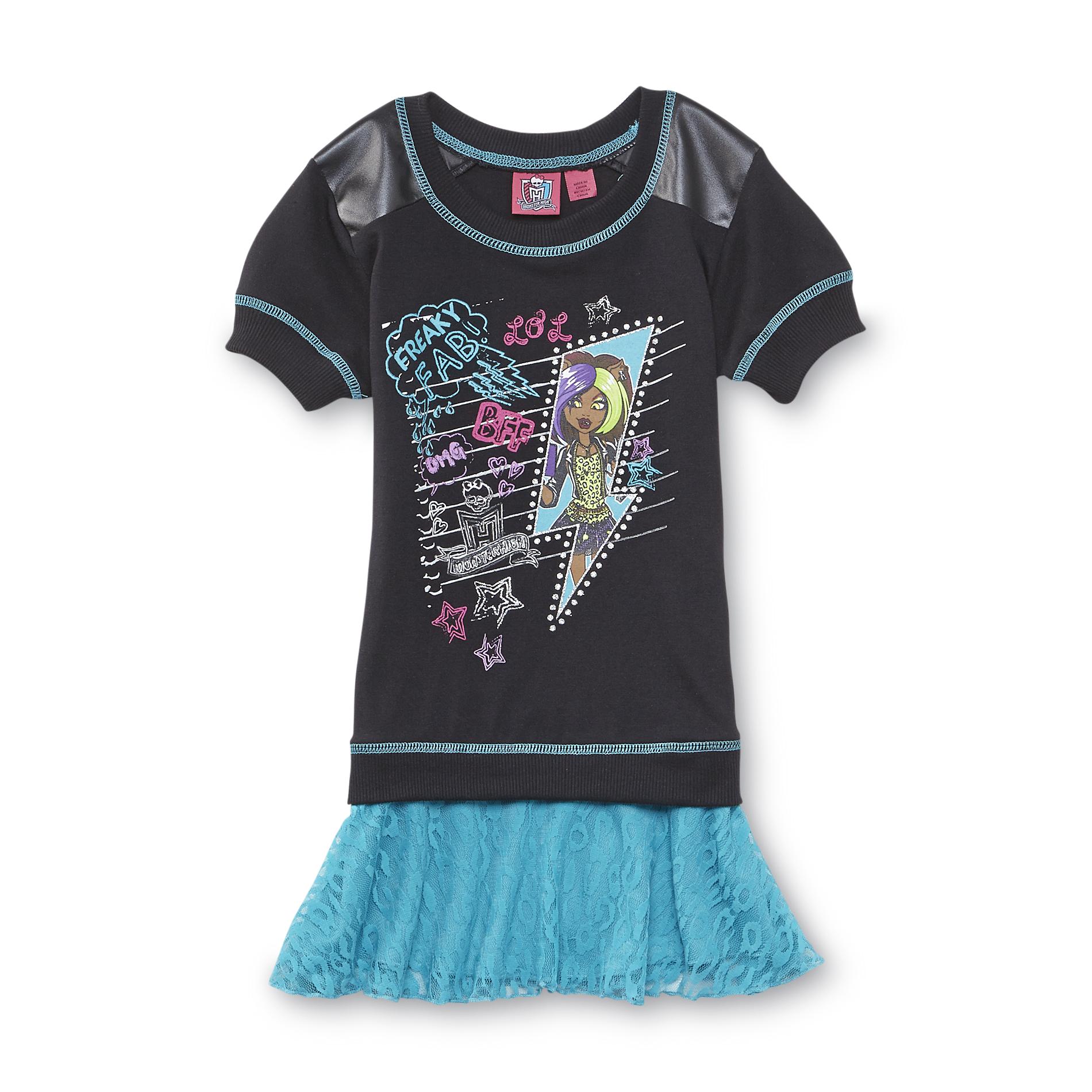 Monster High Girl's Short-Sleeve Graphic Sweatshirt