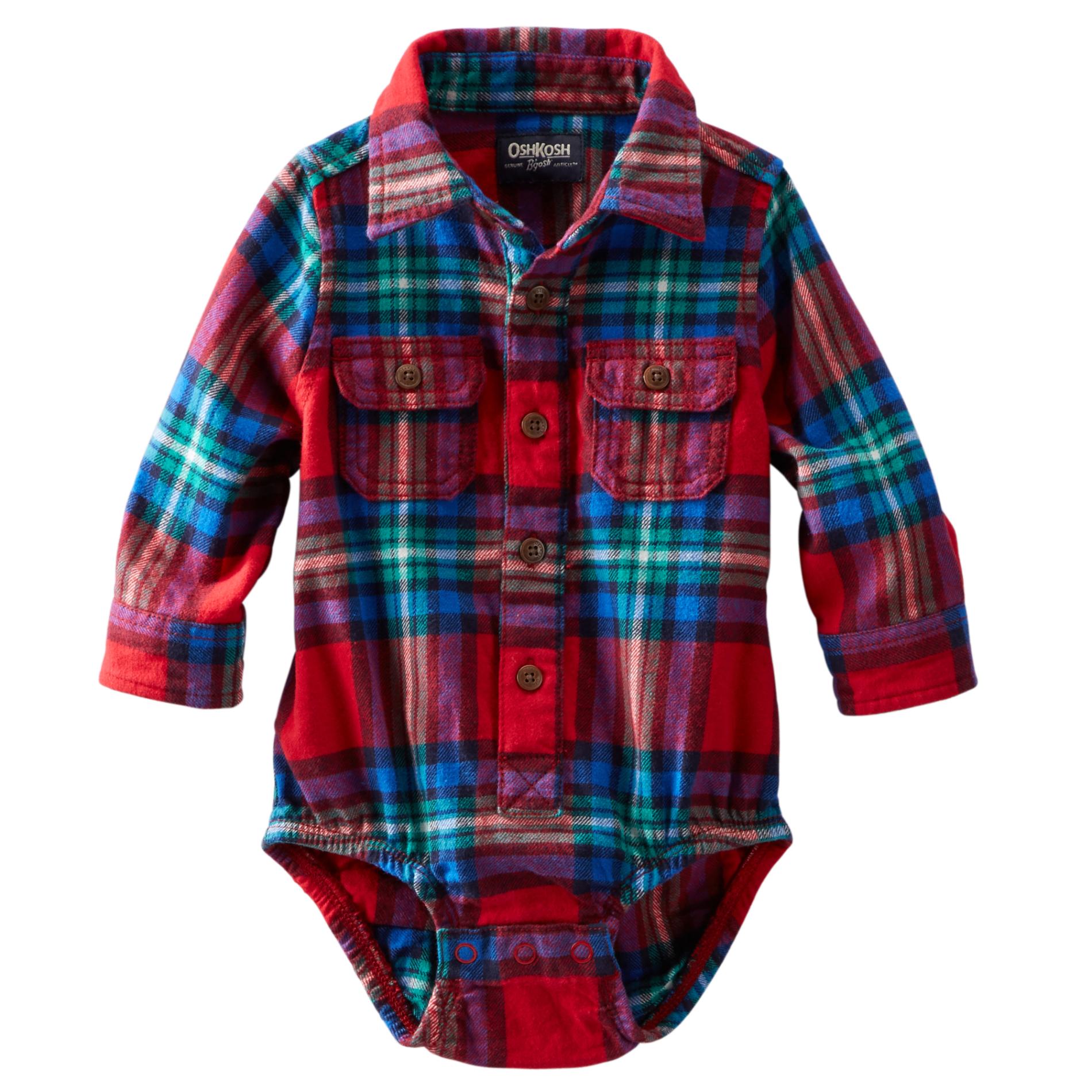 OshKosh Newborn & Infant Boy's Flannel Shirt Bodysuit - Plaid