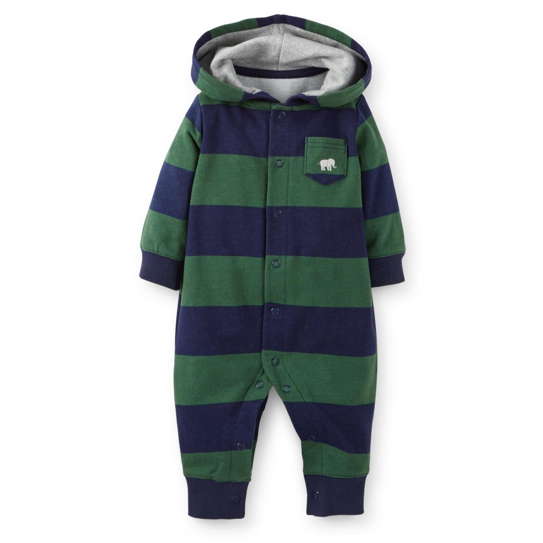 Carter's Newborn & Infant Boy's Hooded Fleece Bodysuit - Elephant & Striped