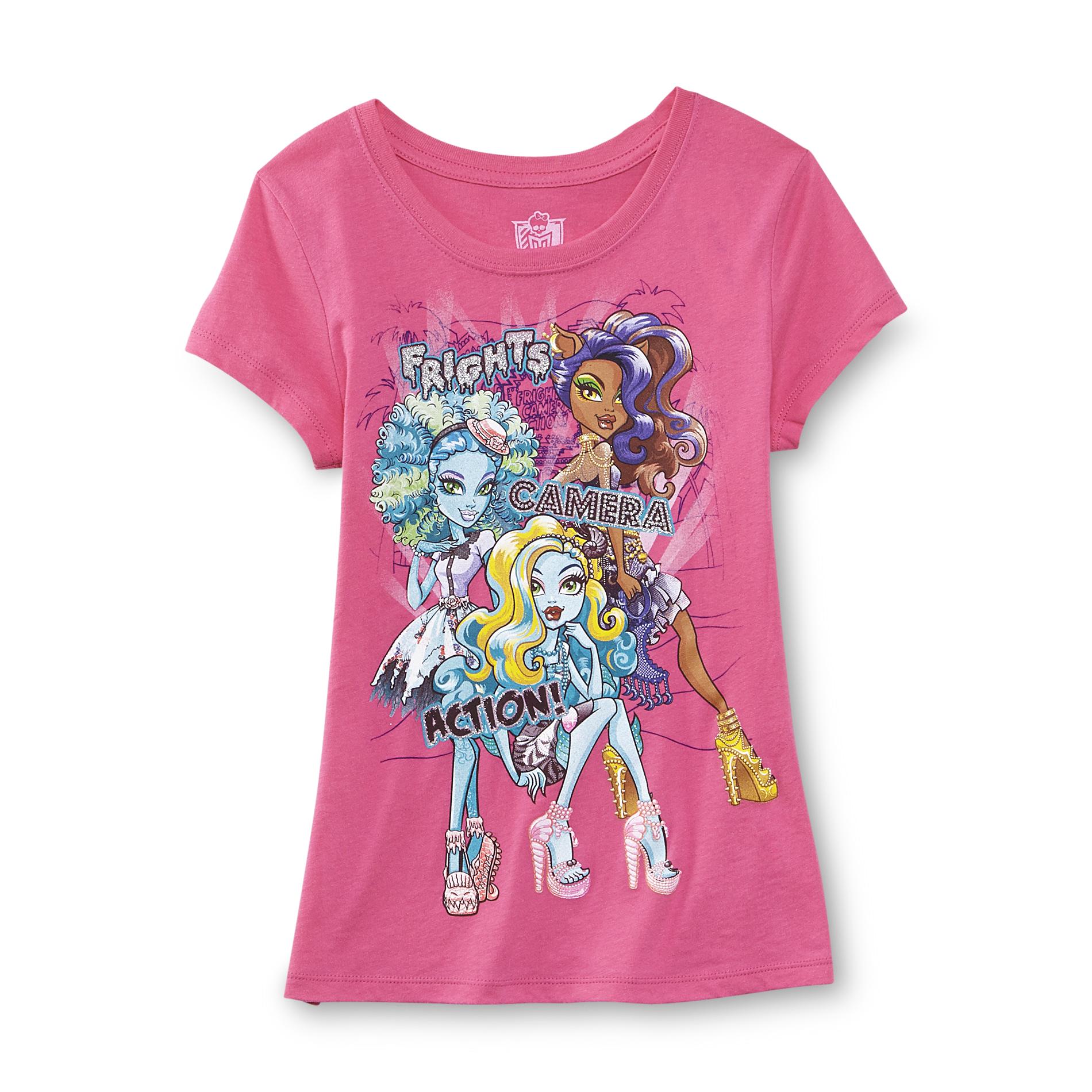 Monster High Girl's Graphic T-Shirt - Frights  Camera