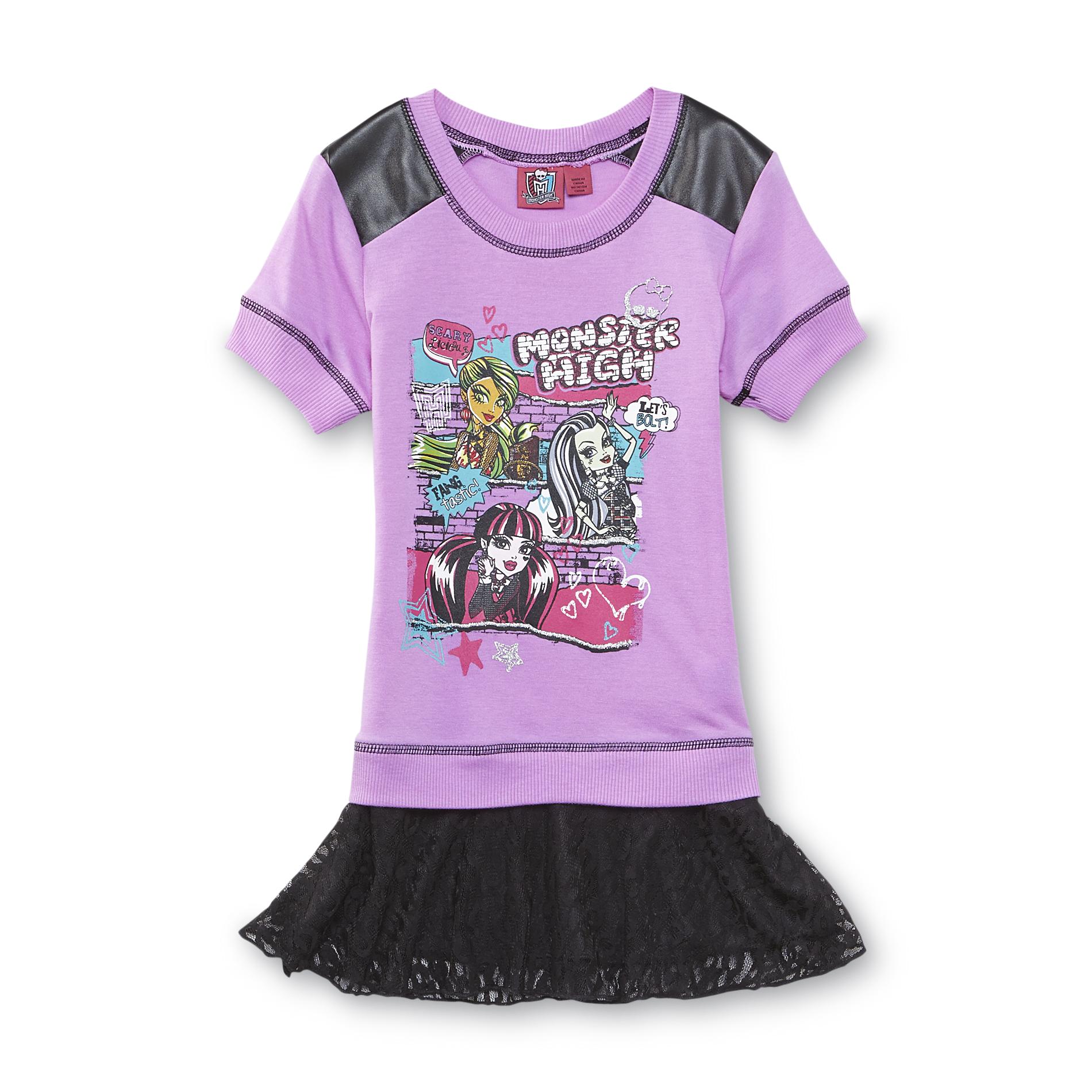 Monster High Girl's Short-Sleeve Graphic Sweatshirt
