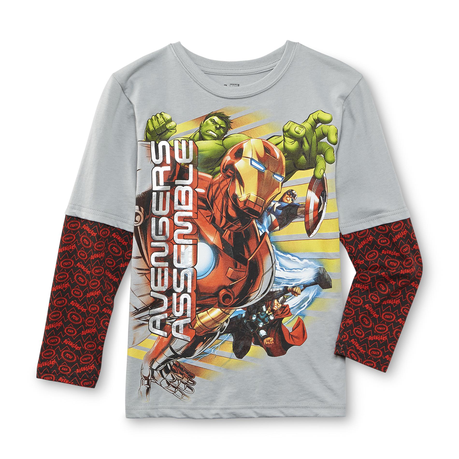 Marvel Boy's Long-Sleeve Graphic T-Shirt - Avengers Assemble