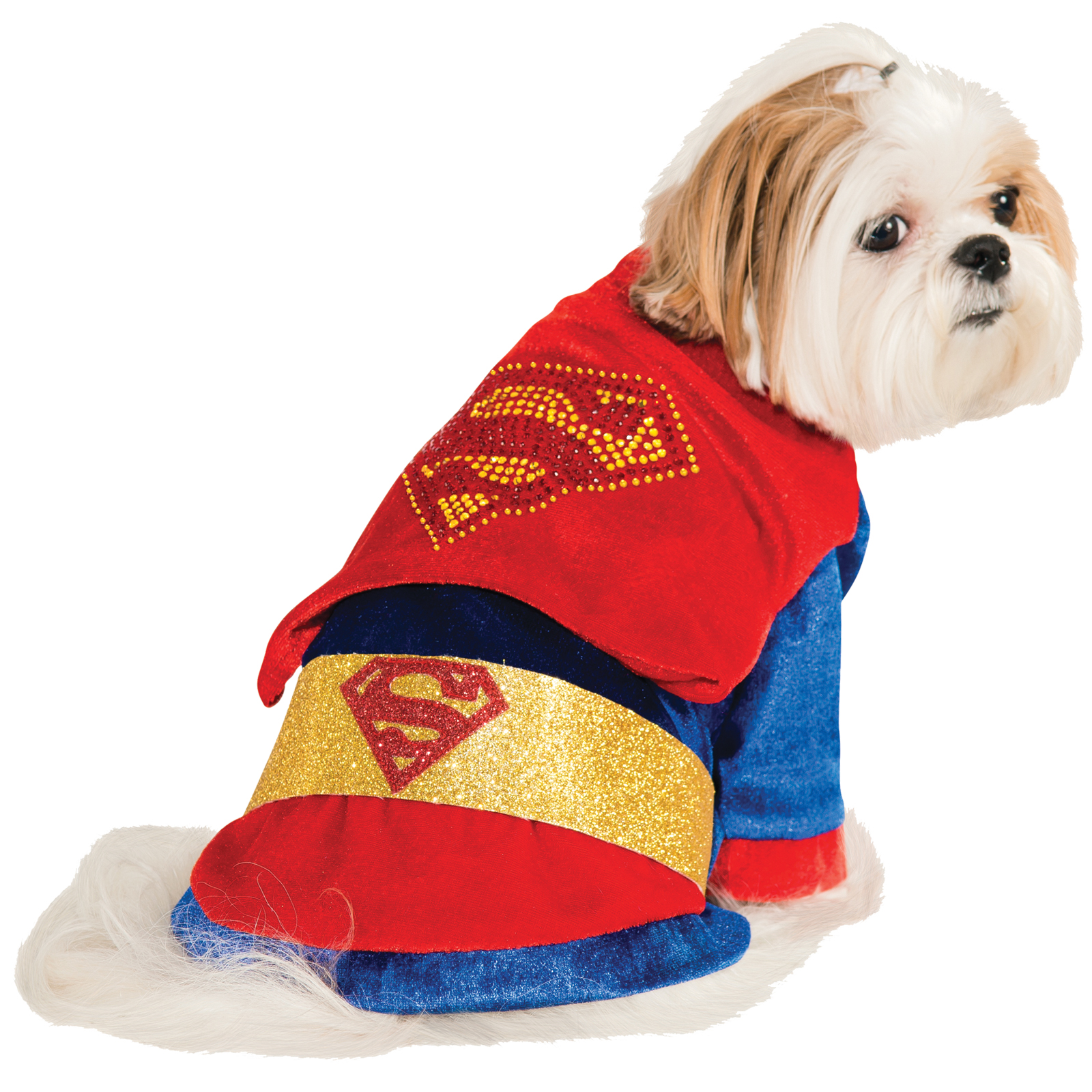 Pet Rhinestone Superman Halloween Costume
