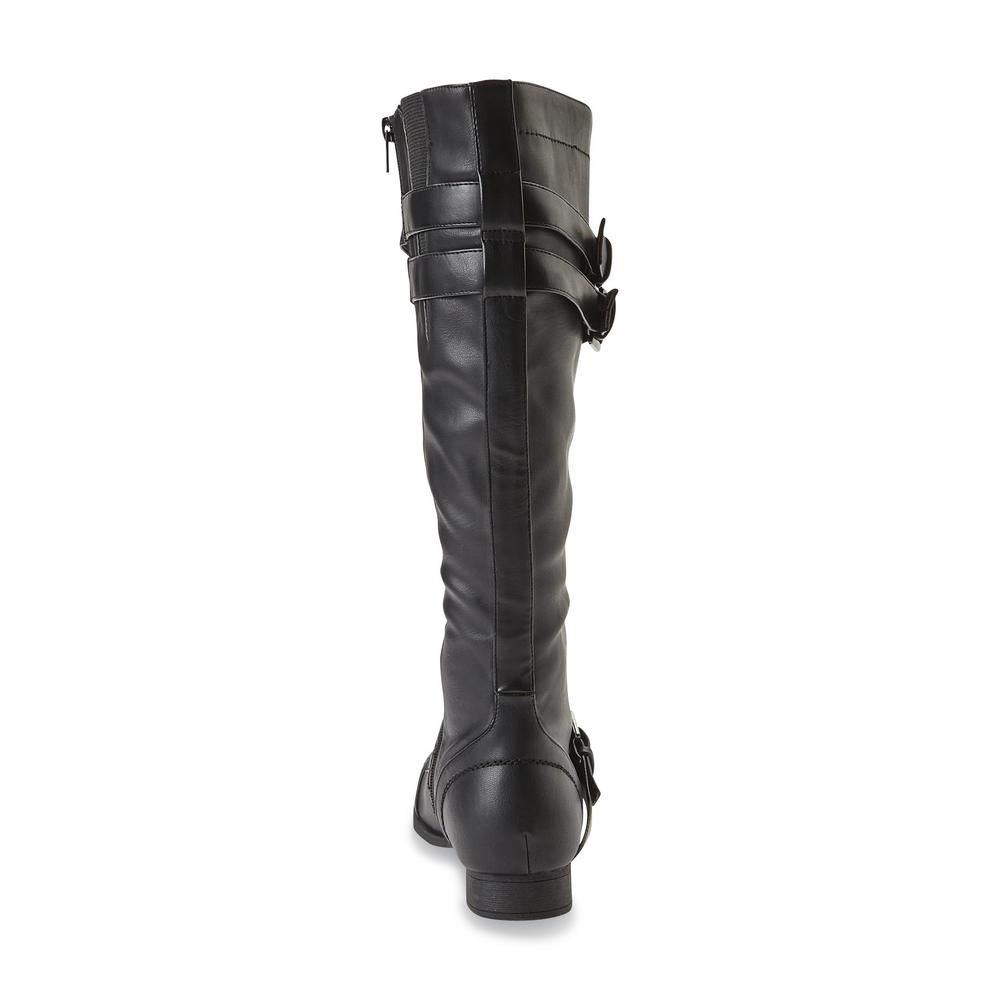 Twisted Women's Trooper 15" Black Fashion Combat Wide Width  Extended Calf Boot