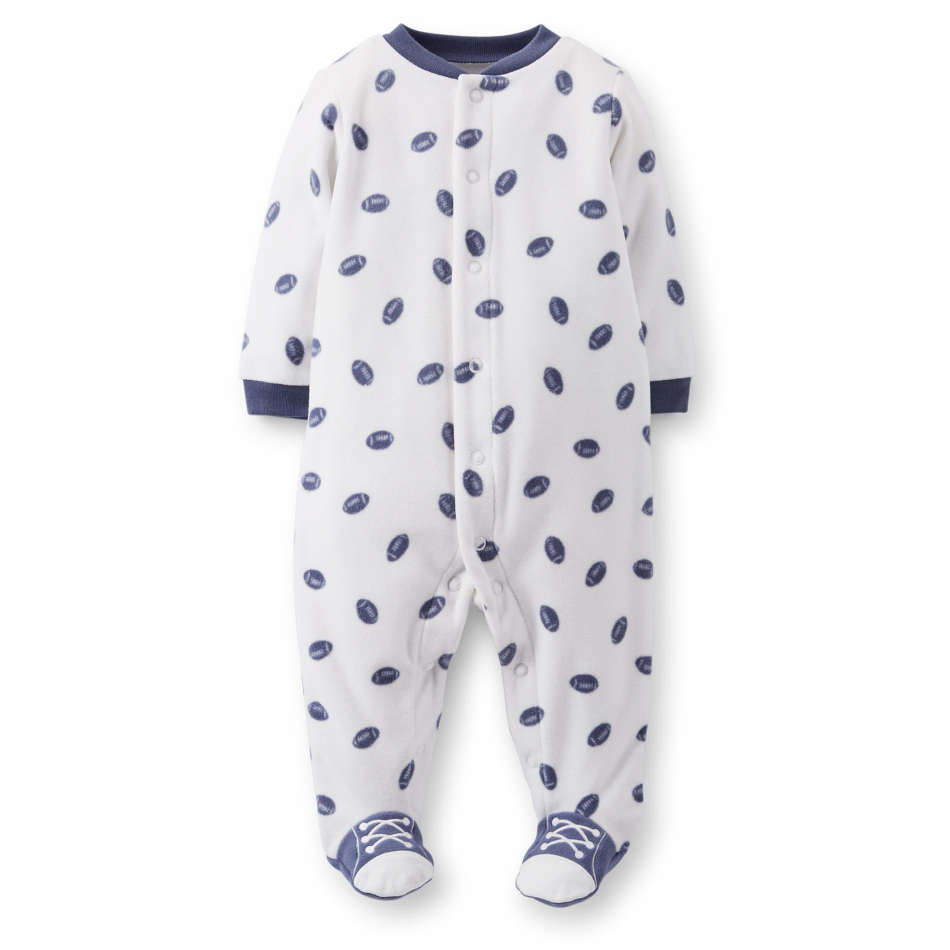 Carter's Newborn Boy's Microfleece Sleeper Pajamas - Footballs