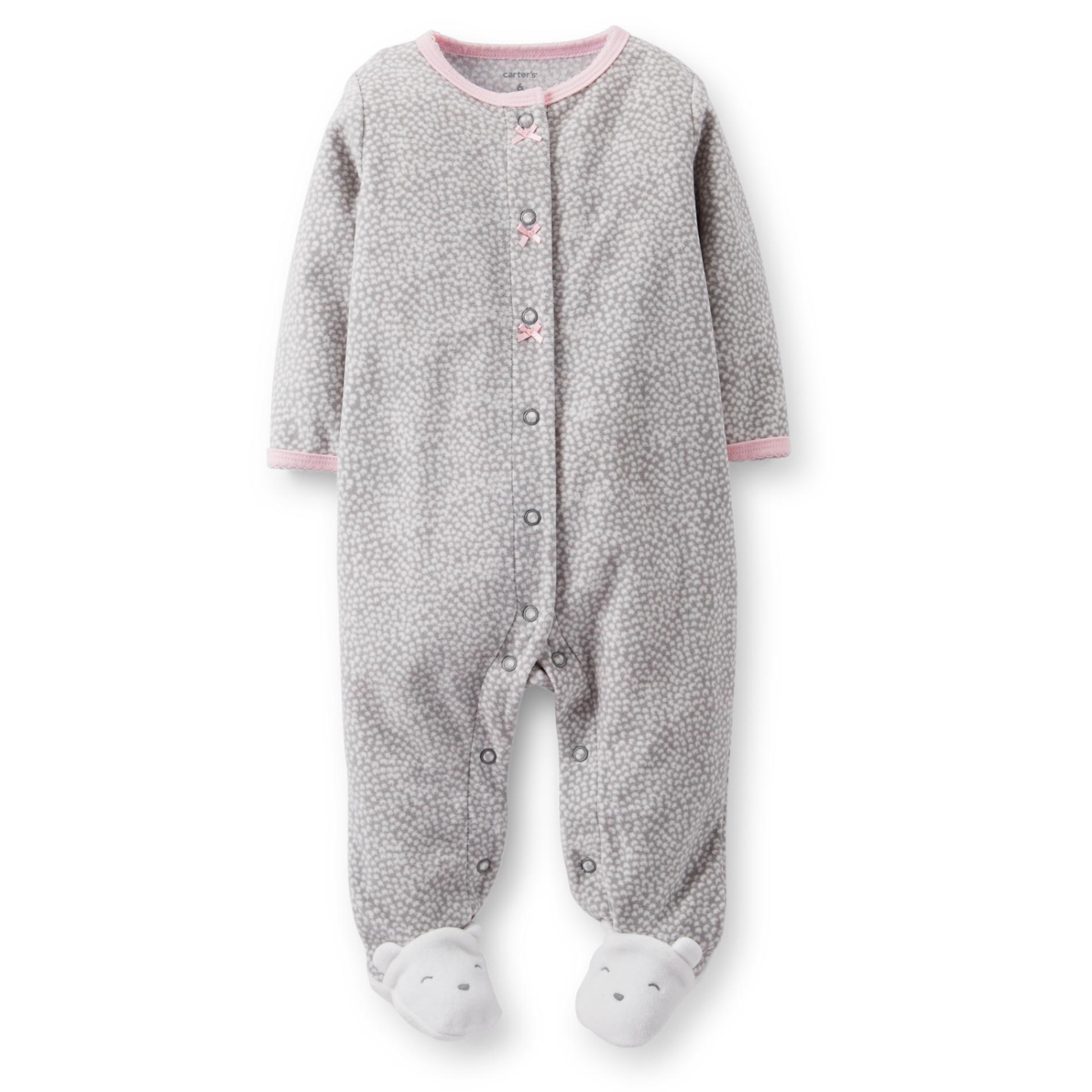 Carter's Newborn Girl's Microfleece Sleeper Pajamas - Bear Feet