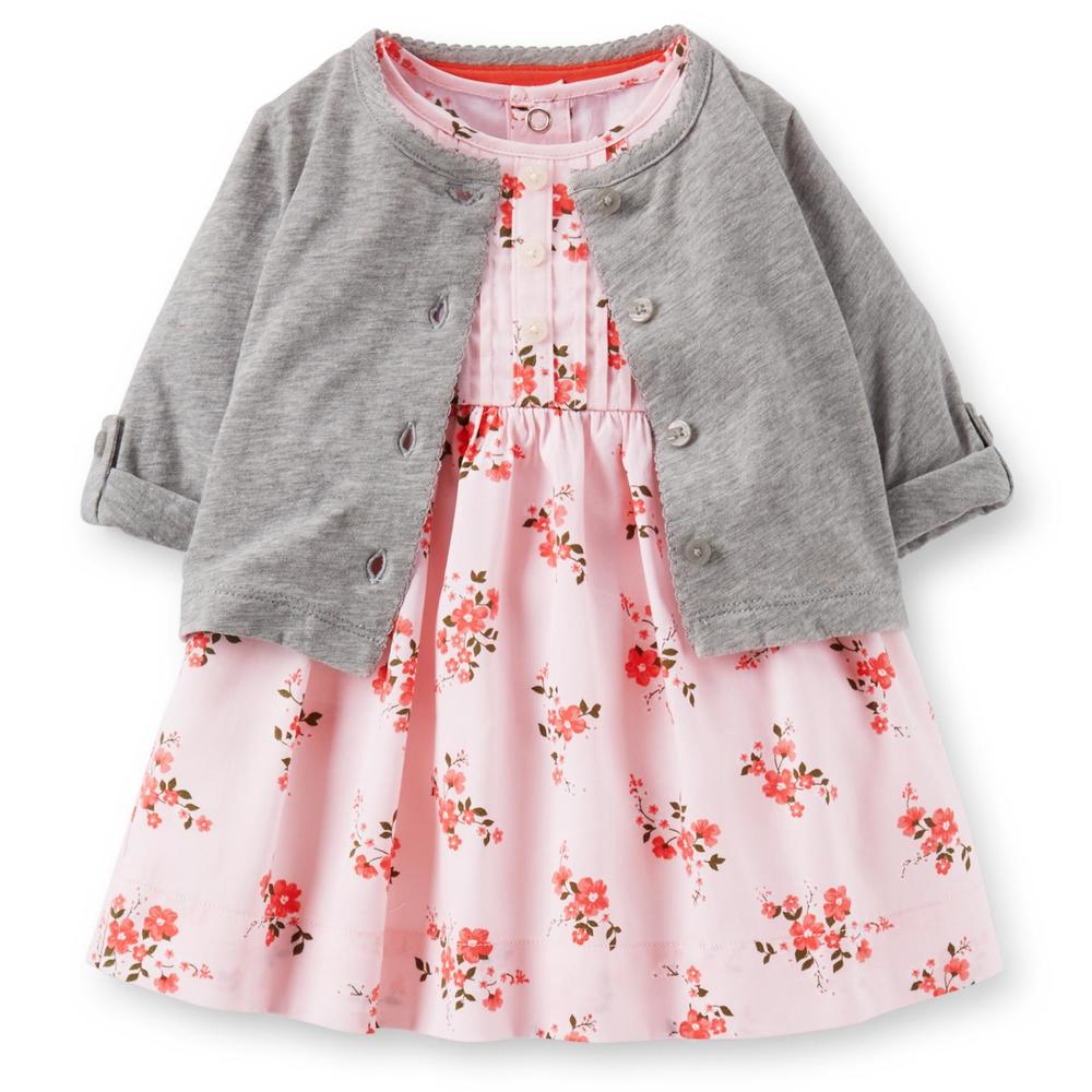 Carter's Newborn & Infant Girl's Dress  Cardigan & Diaper Cover - Floral