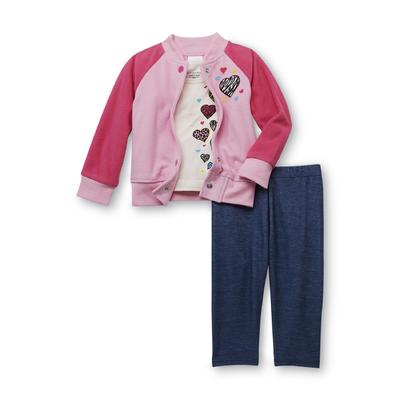 WonderKids Infant & Toddler Girl's Fleece Jacket  T-Shirt & Leggings - Hearts