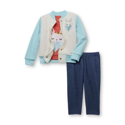 WonderKids Infant & Toddler Girl's Fleece Jacket  T-Shirt & Leggings - Bunny Rabbit
