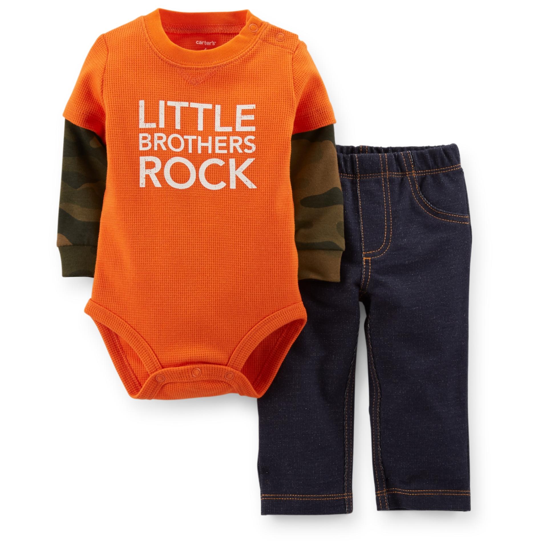 Carter's Newborn & Infant Boy's Bodysuit & Jeans - Little Brothers Rock