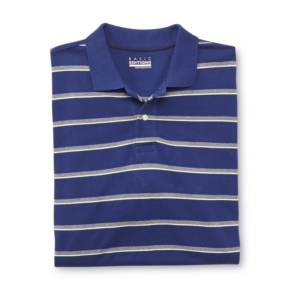 Basic Editions Men's Pique Polo Shirt - Striped