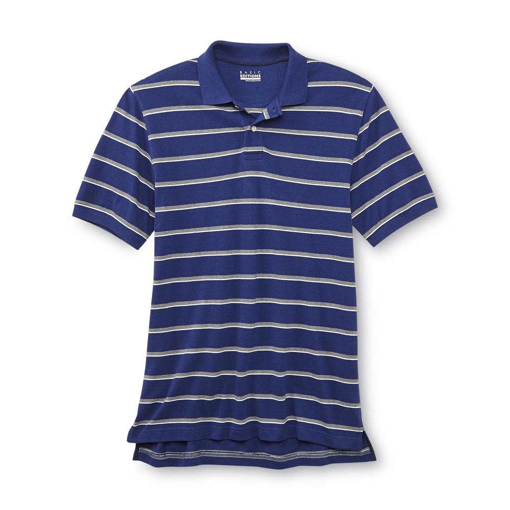 Basic Editions Men's Pique Polo Shirt - Striped