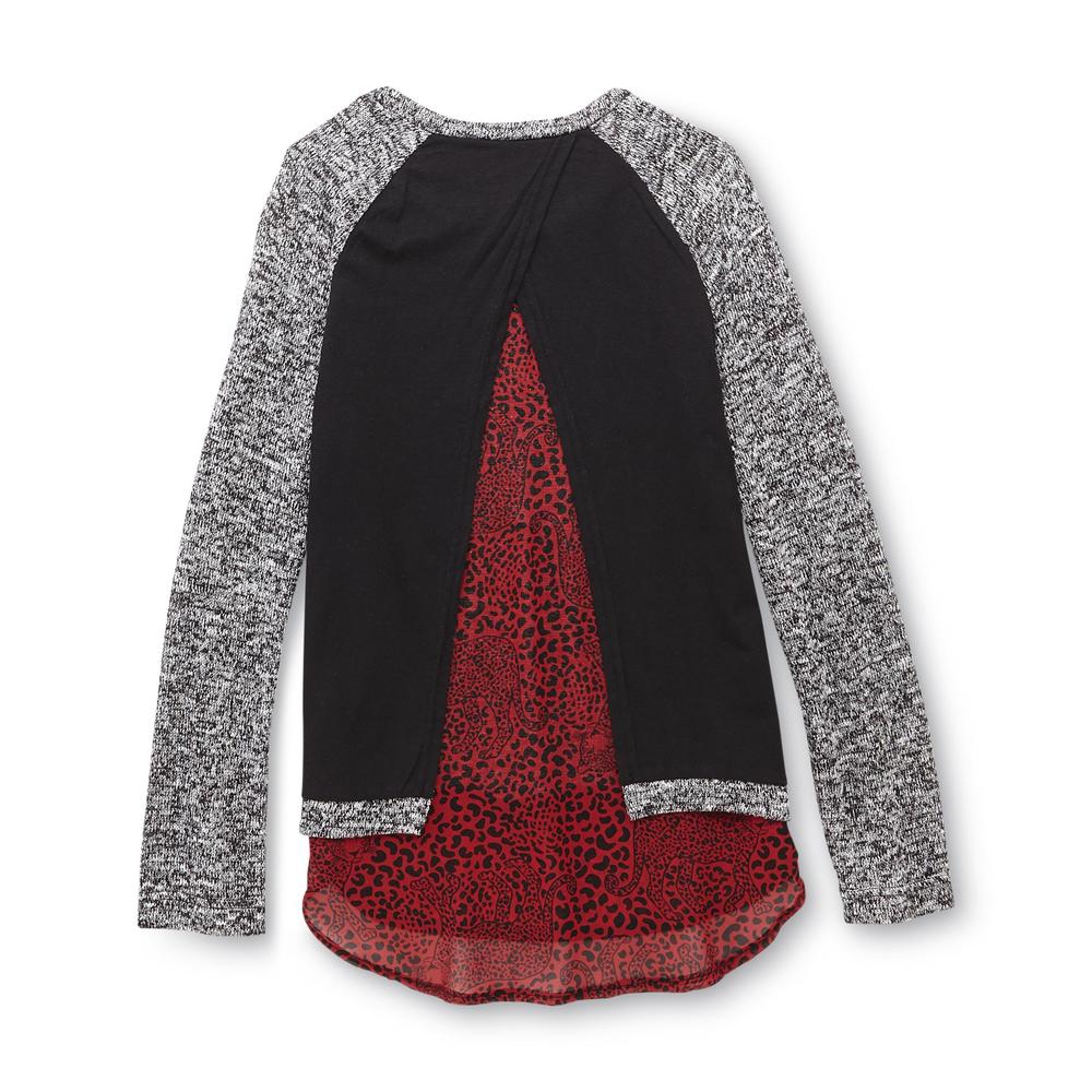 Bongo Girl's Layered-Look Sweater - Leopard Print