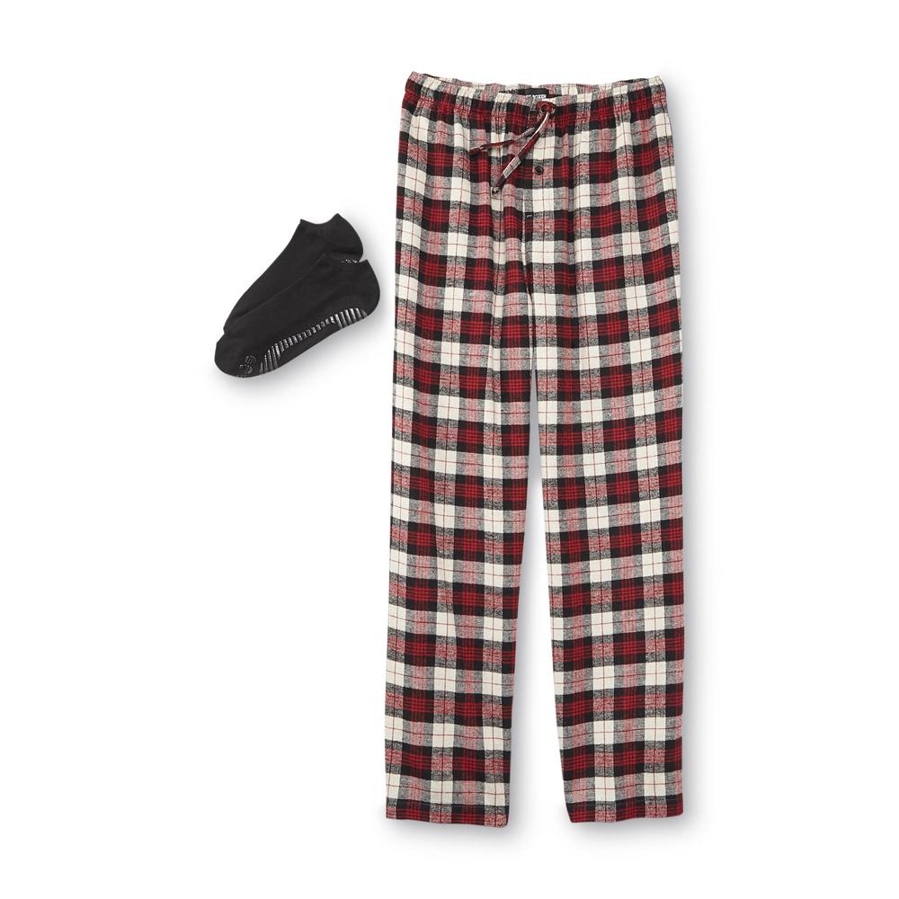 Joe Boxer Men's Flannel Pajama Pants & Slipper Socks - Plaid