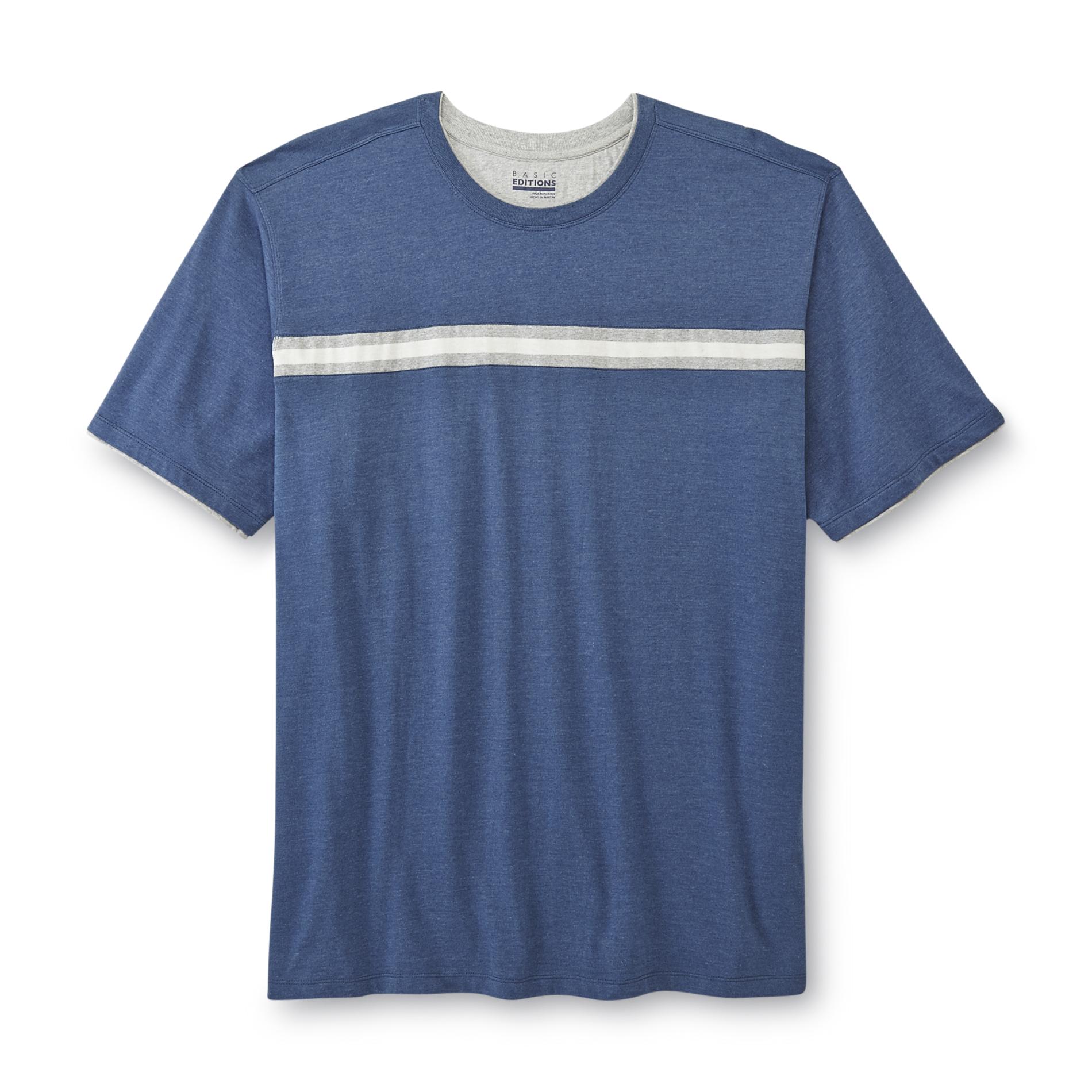 Basic Editions Men's Big & Tall Layered-Look T-Shirt - Striped