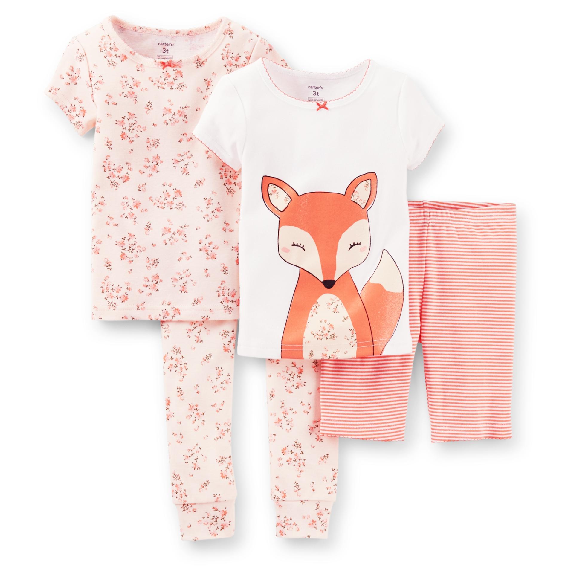 Carter's Infant & Toddler Girl's 2-Pairs Pajamas - Fox & Floral