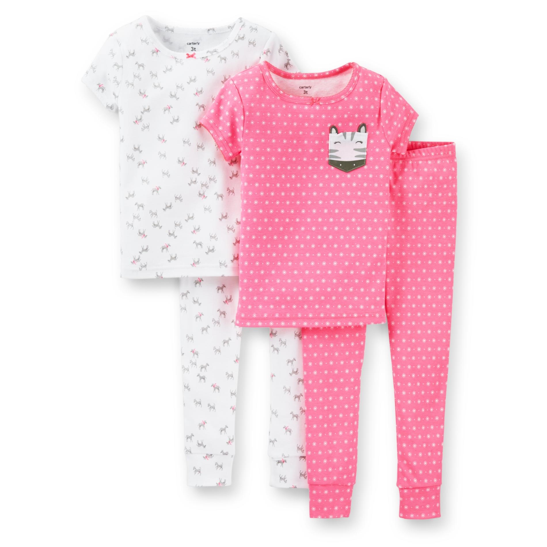 Carter's Infant & Toddler Girl's 2-Pairs Pajamas - Zebra & Dots