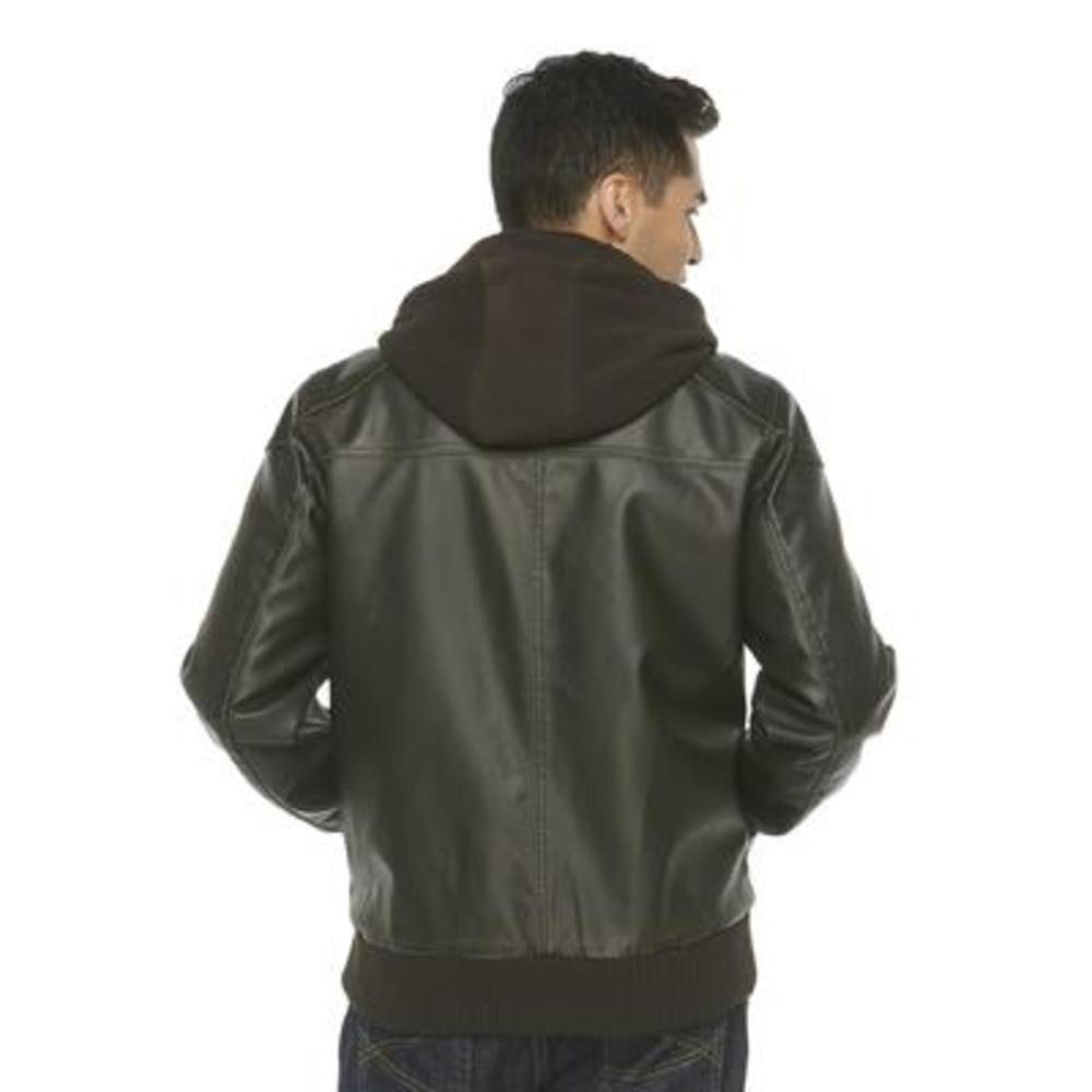 Route 66 Men's Hooded Faux Leather Jacket