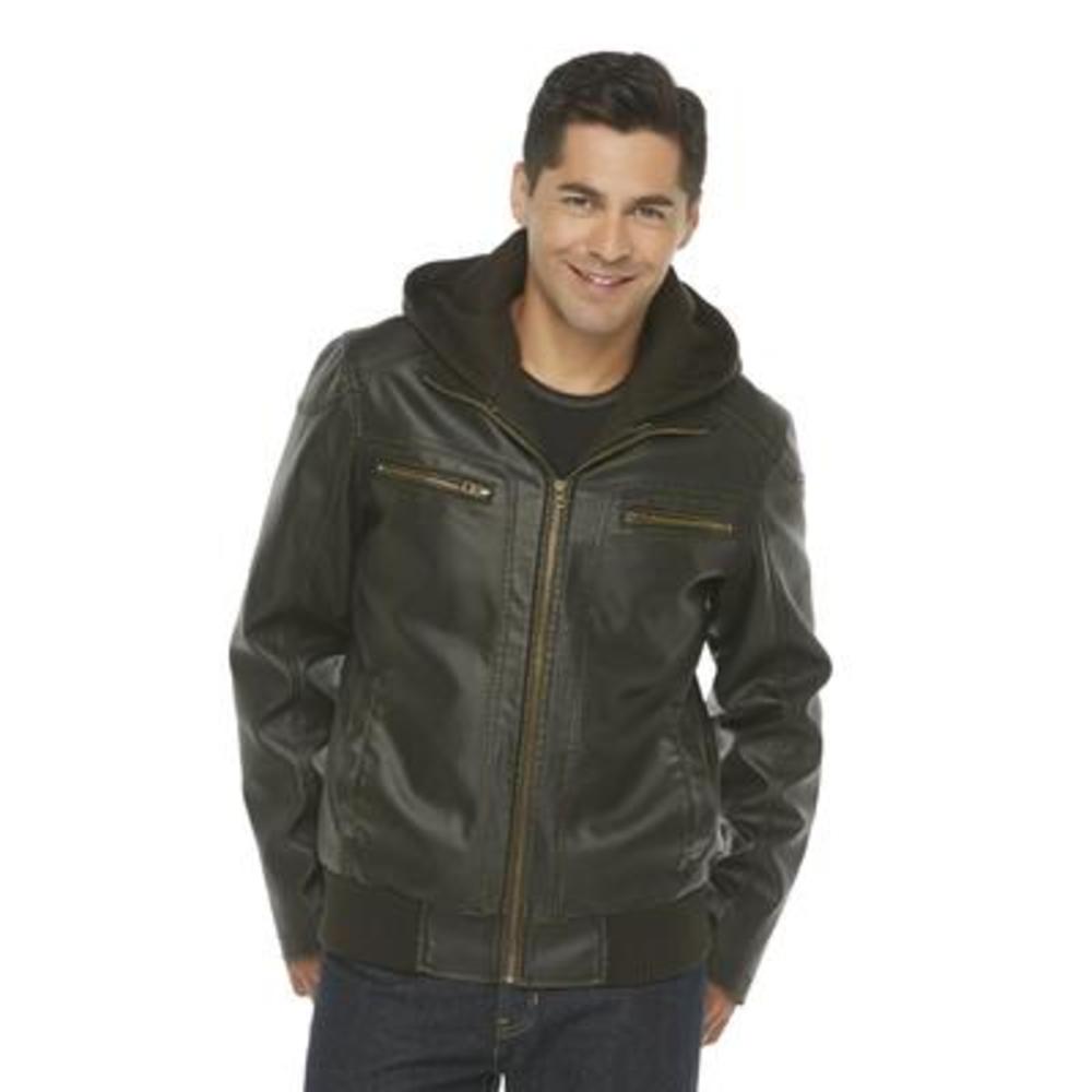 Route 66 Men's Hooded Faux Leather Jacket