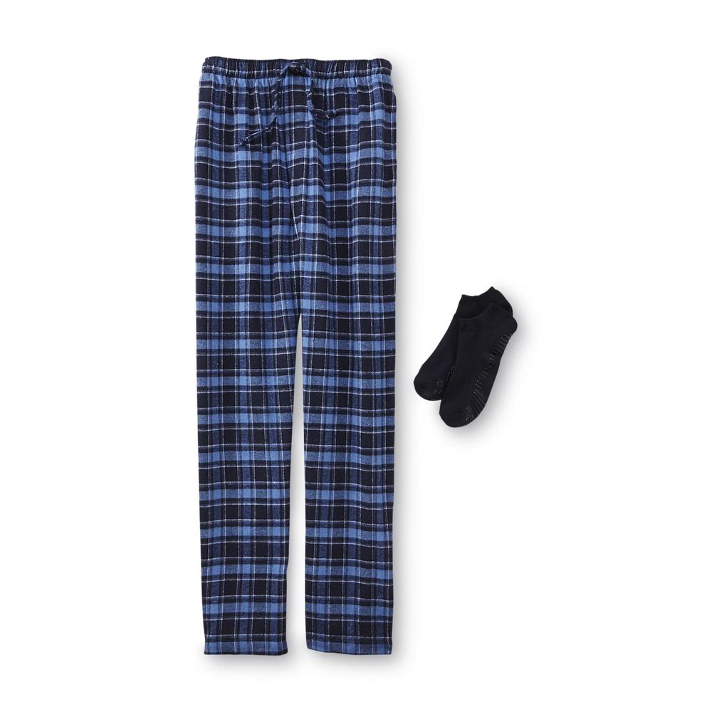 Joe Boxer Men's Flannel Lounge Pants & Slipper Socks - Plaid