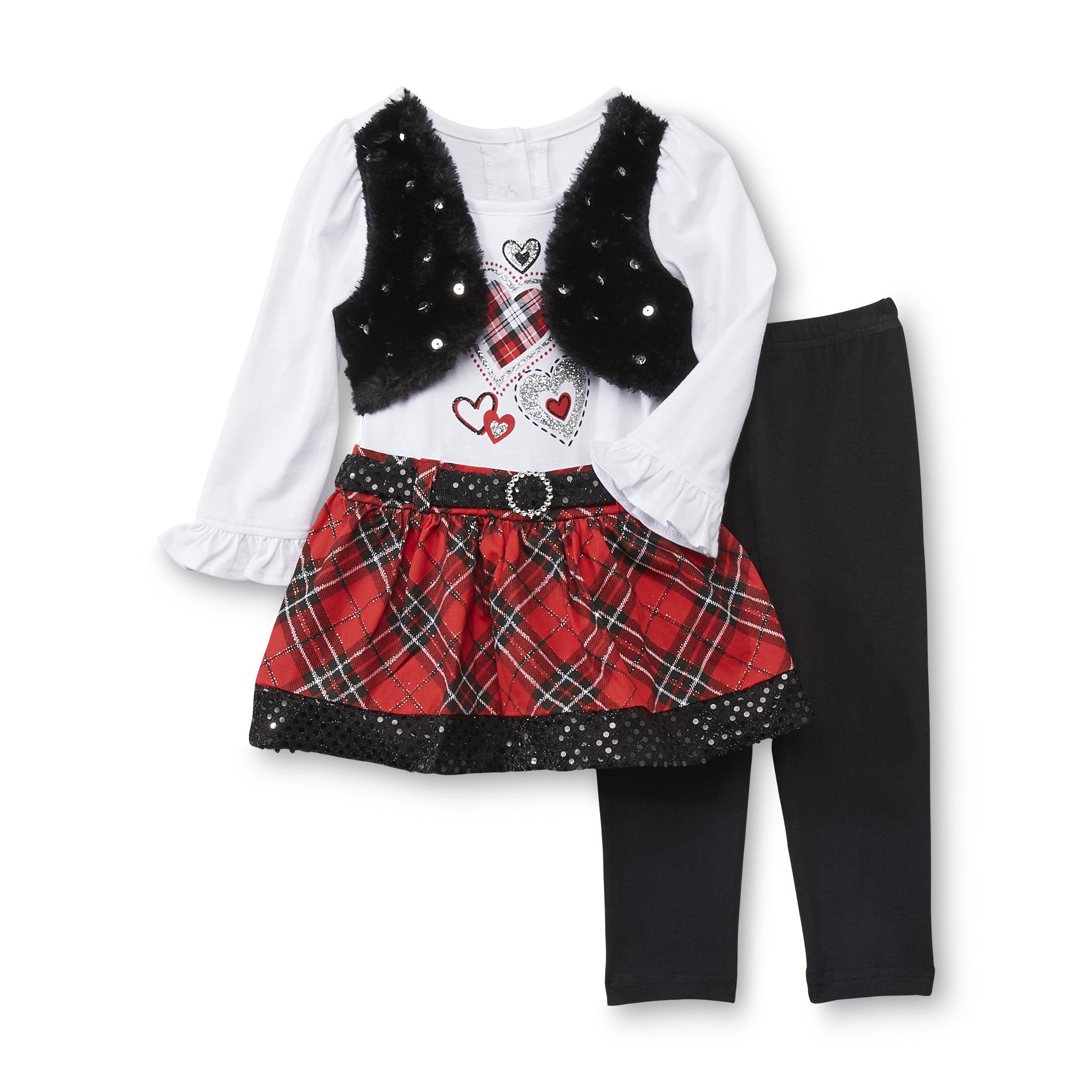 WonderKids Infant & Toddler Girl's Embellished Dress & Leggings - Plaid