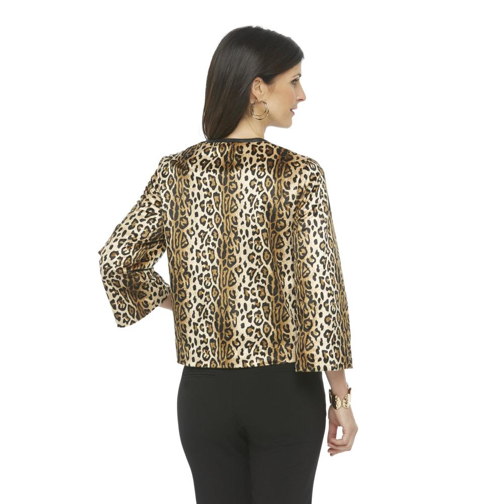 Jaclyn Smith Women's Swing Jacket - Leopard Print