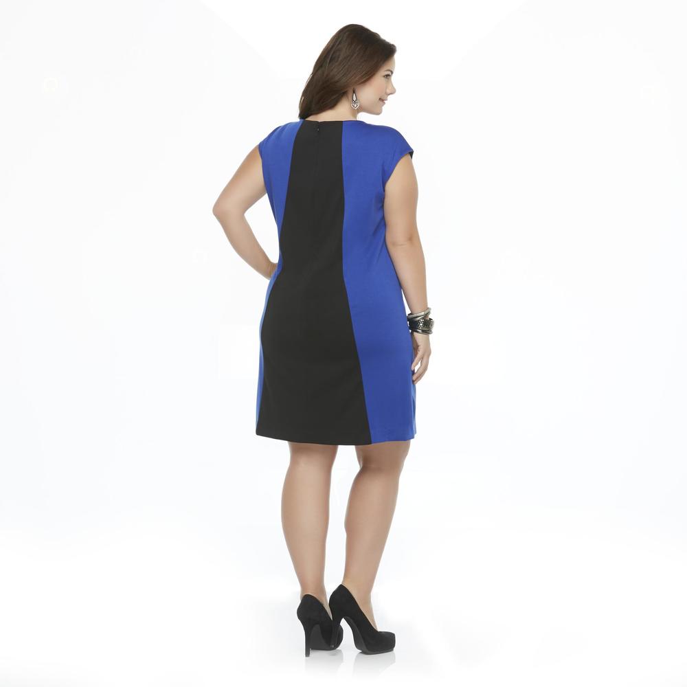 Jaclyn Smith Women's Plus Sleeveless Shift Dress - Colorblock