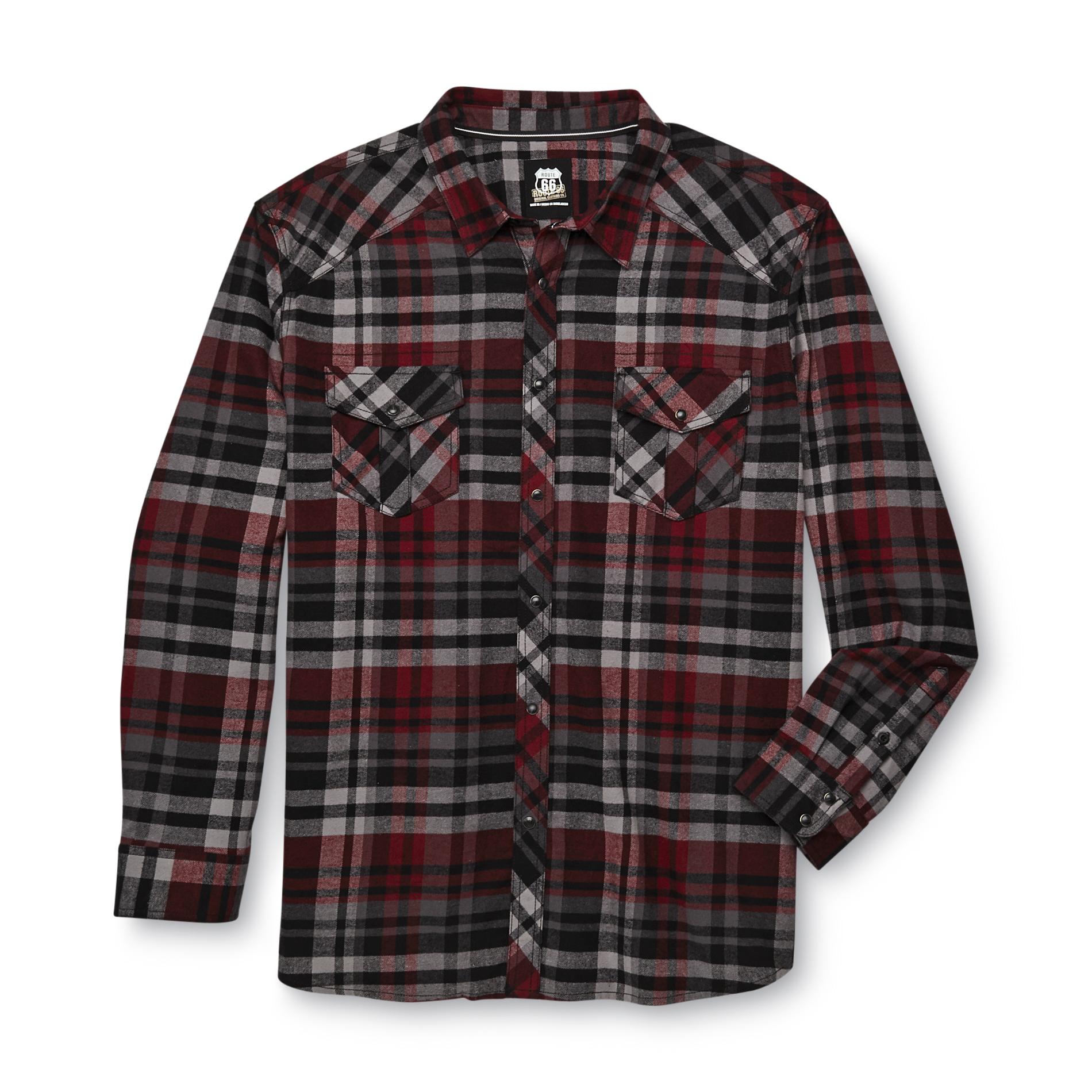 Route 66 Men's Big & Tall Snap-Front Flannel Shirt - Plaid