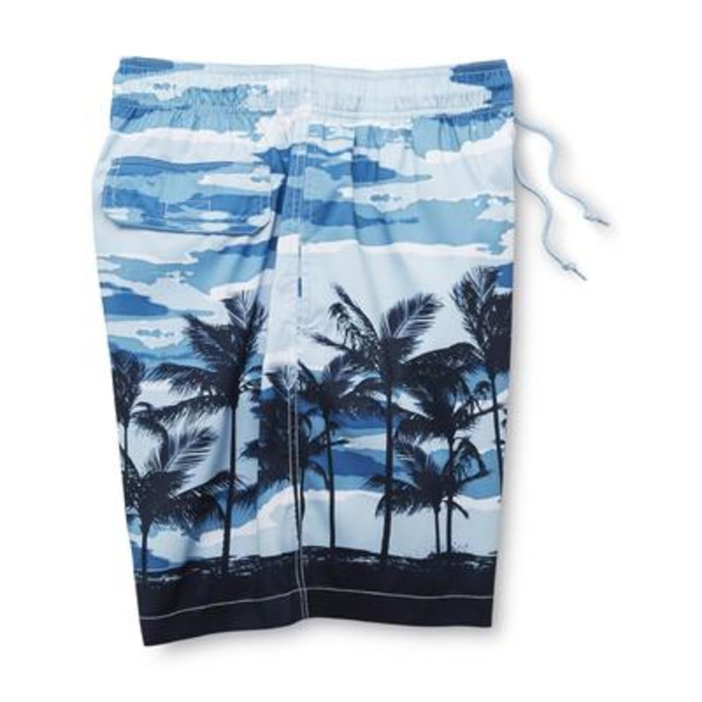 Islander Men's Palm Tree Polyester Swim Trunks