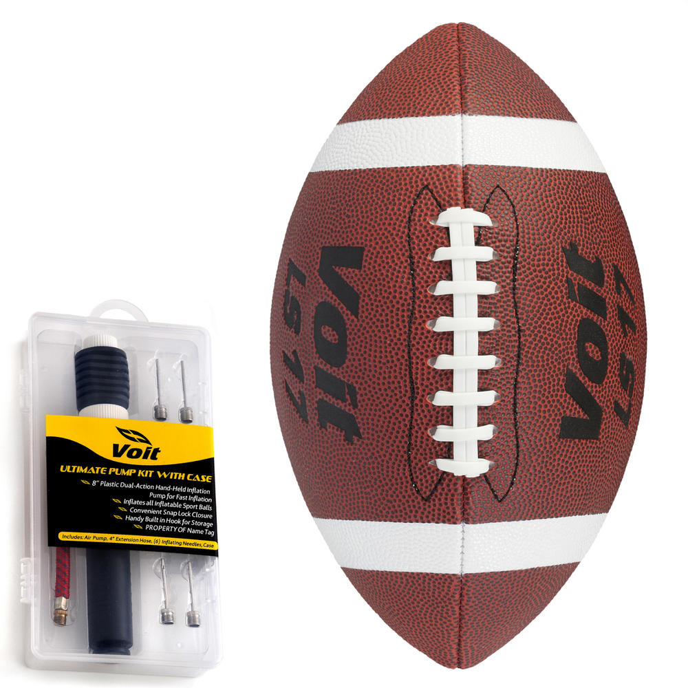 Voit Official Synthetic Sponge Football with Ultimate Inflating Kit