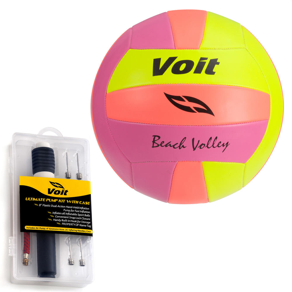 Voit Neon Volleyball with Ultimate Inflating Kit
