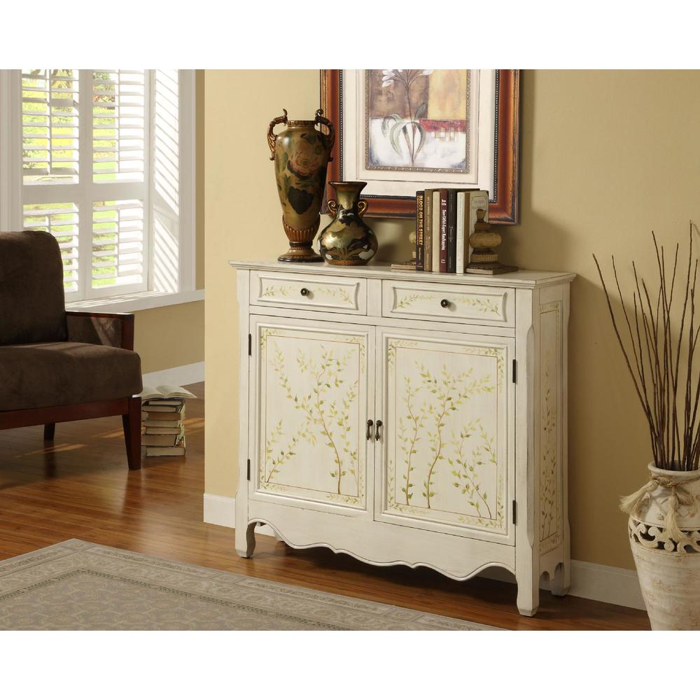 L Powell White Hand Painted 2-Door Console